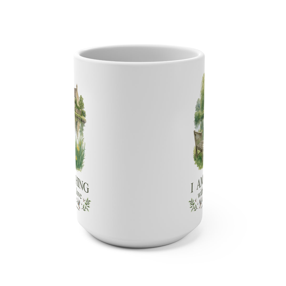 I Am Nothing Without My Love of Nature Coffee Mug with Cute Ducks in a Pond, Cute Whimsy Nature Lover Coffee Mug for Animal Lover
