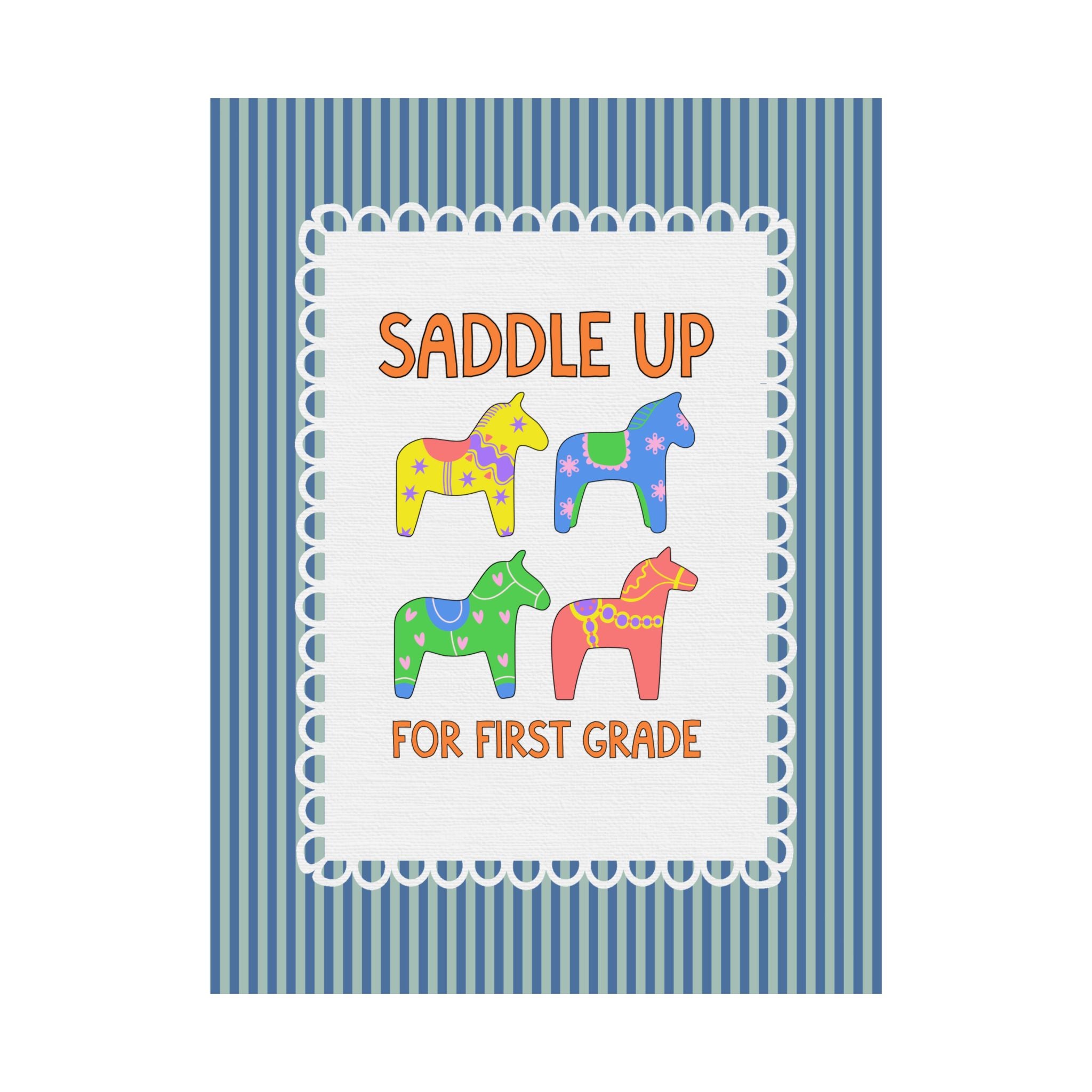 Saddle Up for First Grade: Teacher Poster Print, First Grade Teacher, Back to School Gift, Silly Dreamcore Western Aesthetic Horse Print