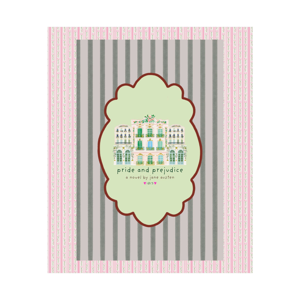 Pride and Prejudice: A Novel by Jane Austen, Cute Romance Reader Bookish Poster Print for Classic Literature Reader, 19th Century Book Lover Gift