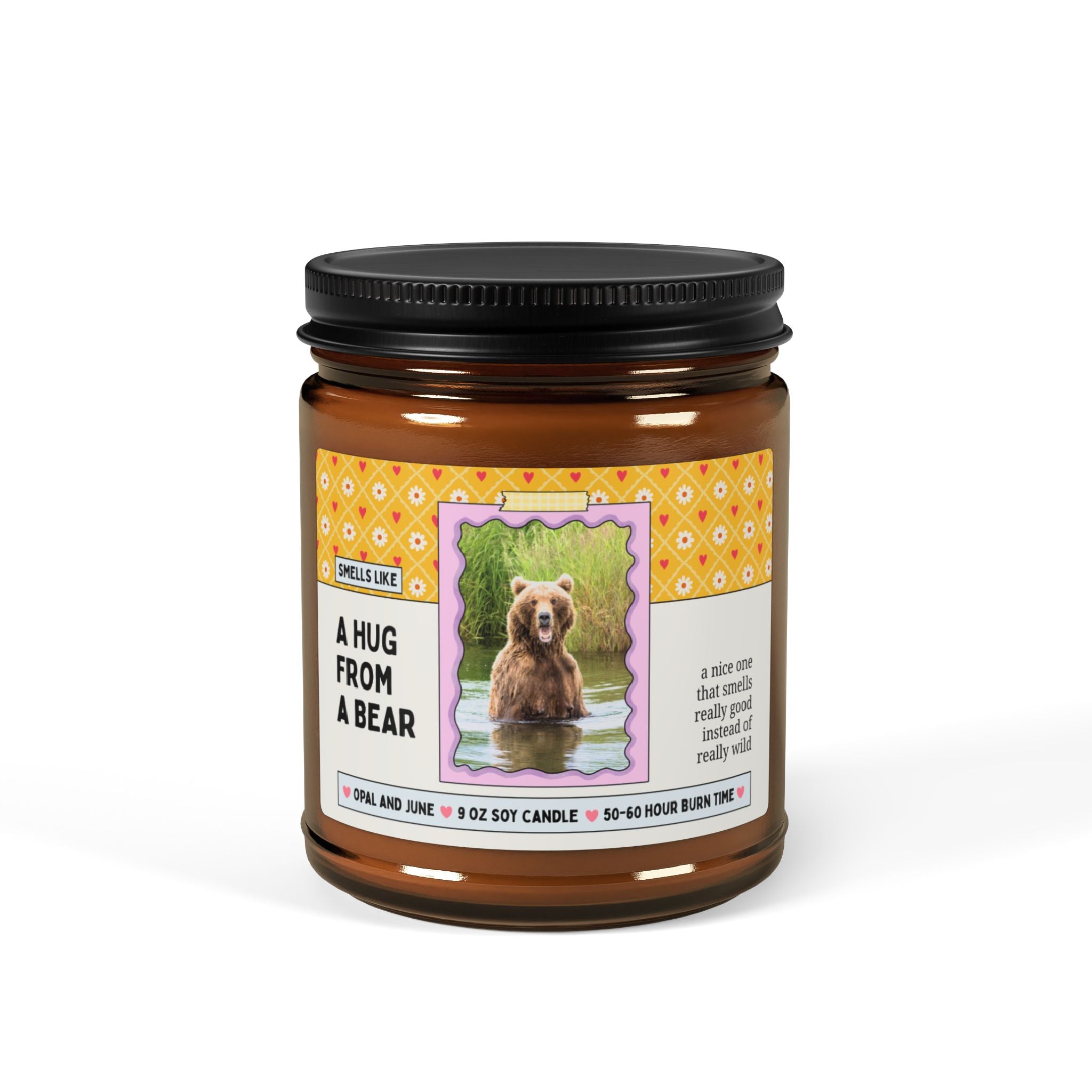 Smells Like a Hug from a Bear: 9 Oz Soy Candle | Funny Bear Lover Gift for Friend Who Loves Animals and Grizzle Bears