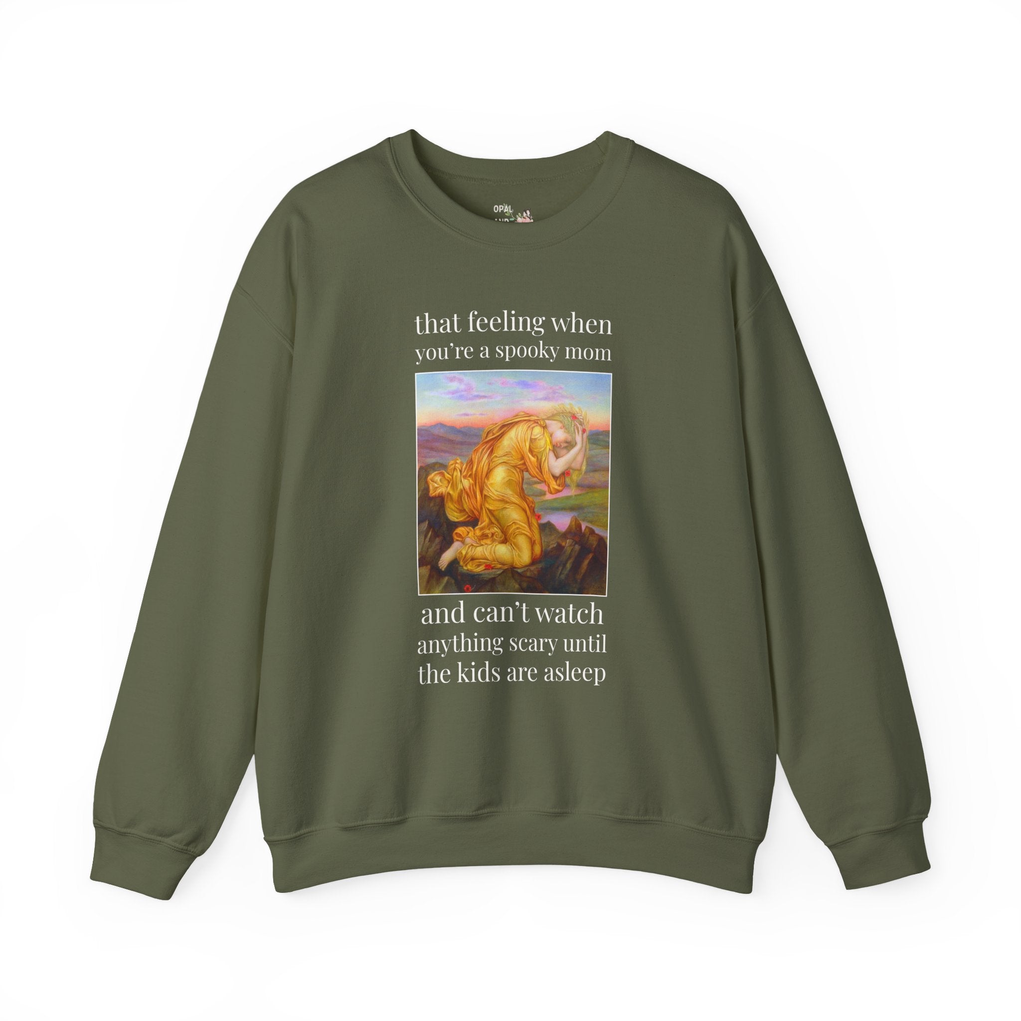 Halloween Mom Sweatshirt with Famous Painting by Evelyn de Morgan: When You're a Spooky Mom True Crime History Buff Shirt, Scary Movie Lover