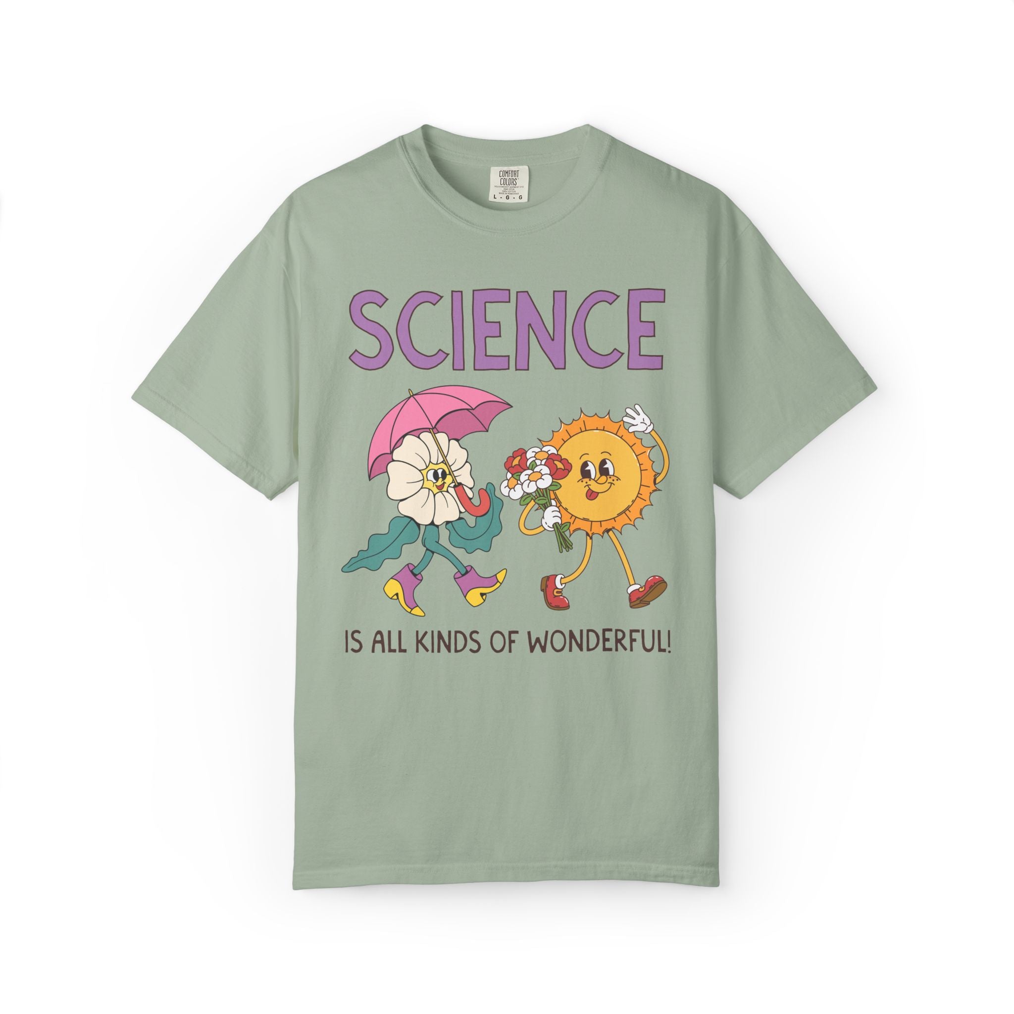 Science is All Kinds of Wonderful Teacher Team Tee Shirt for Back to School: Cute Matching Science Department Floral Tee with 90s Vibe