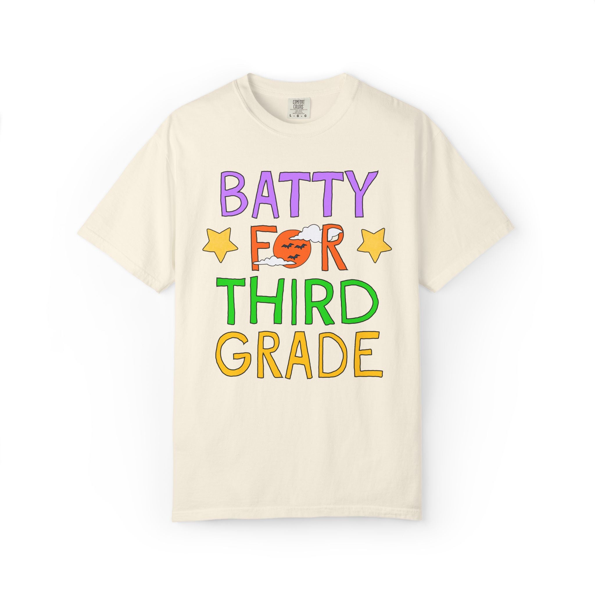 Third Grade Halloween Teacher Tee Shirt: Batty for Third Grade | Cute and Nostalgic Halloween Teacher Team T-Shirt for October, 90s Vibe