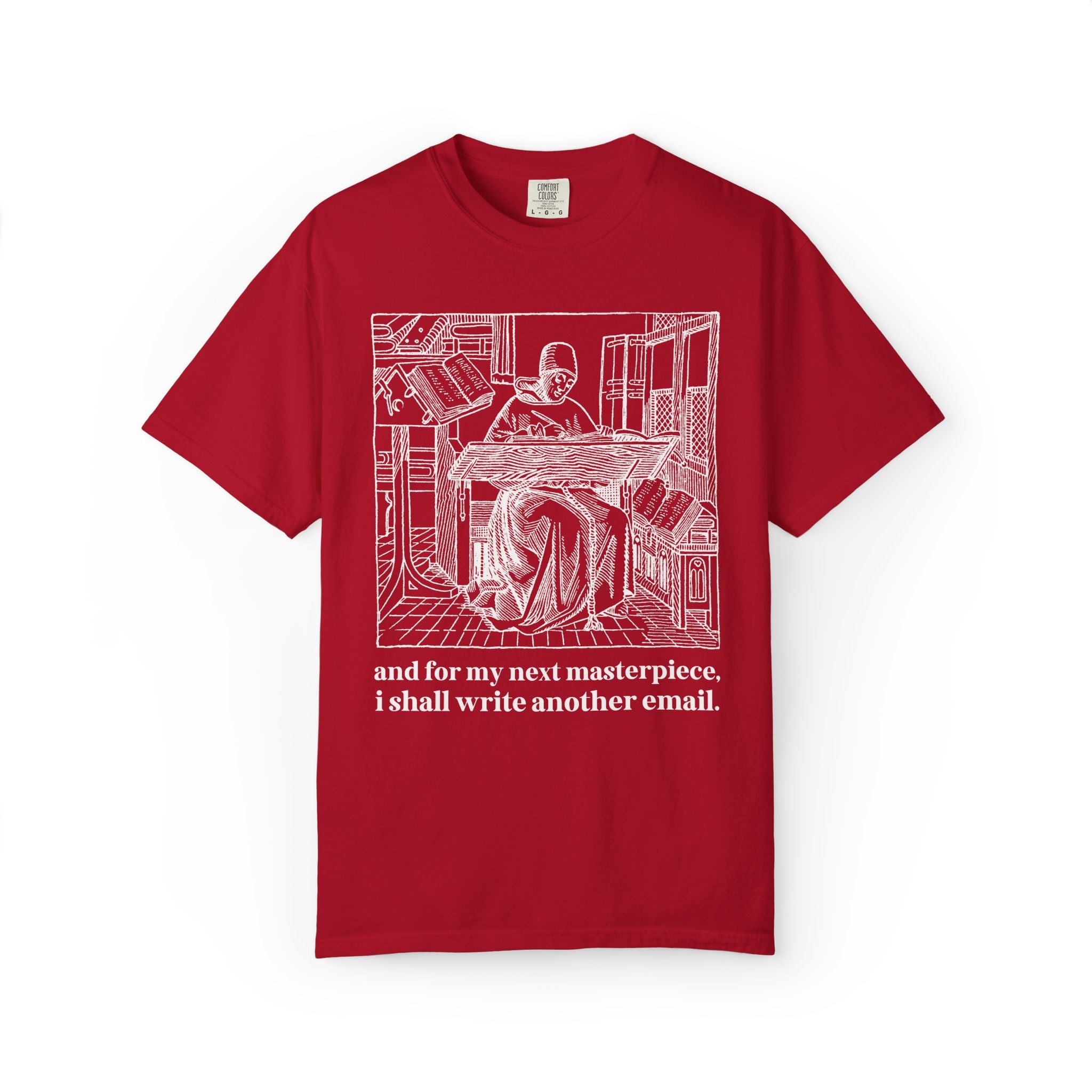 Funny Co-Worker Matching Tee Shirt with Vintage Aesthetic: For My Next Masterpiece, I Shall Write Another Email, Silly Office Staff T-Shirt
