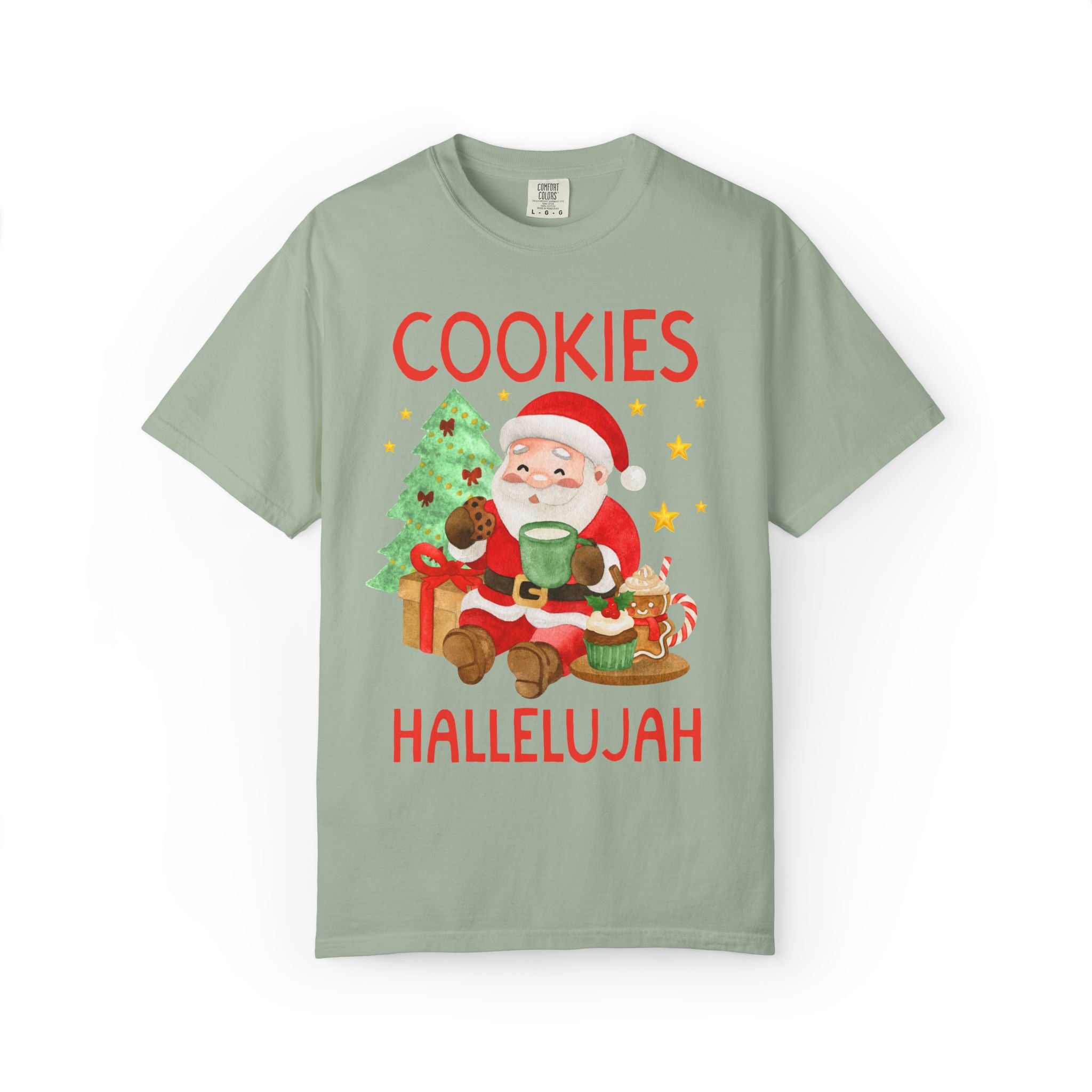 Christmas Baking Lover Tee Shirt with Santa Eating Cookies: Funny Vintage Aesthetic Holiday T-Shirt for Baking Cookies on Christmas Eve