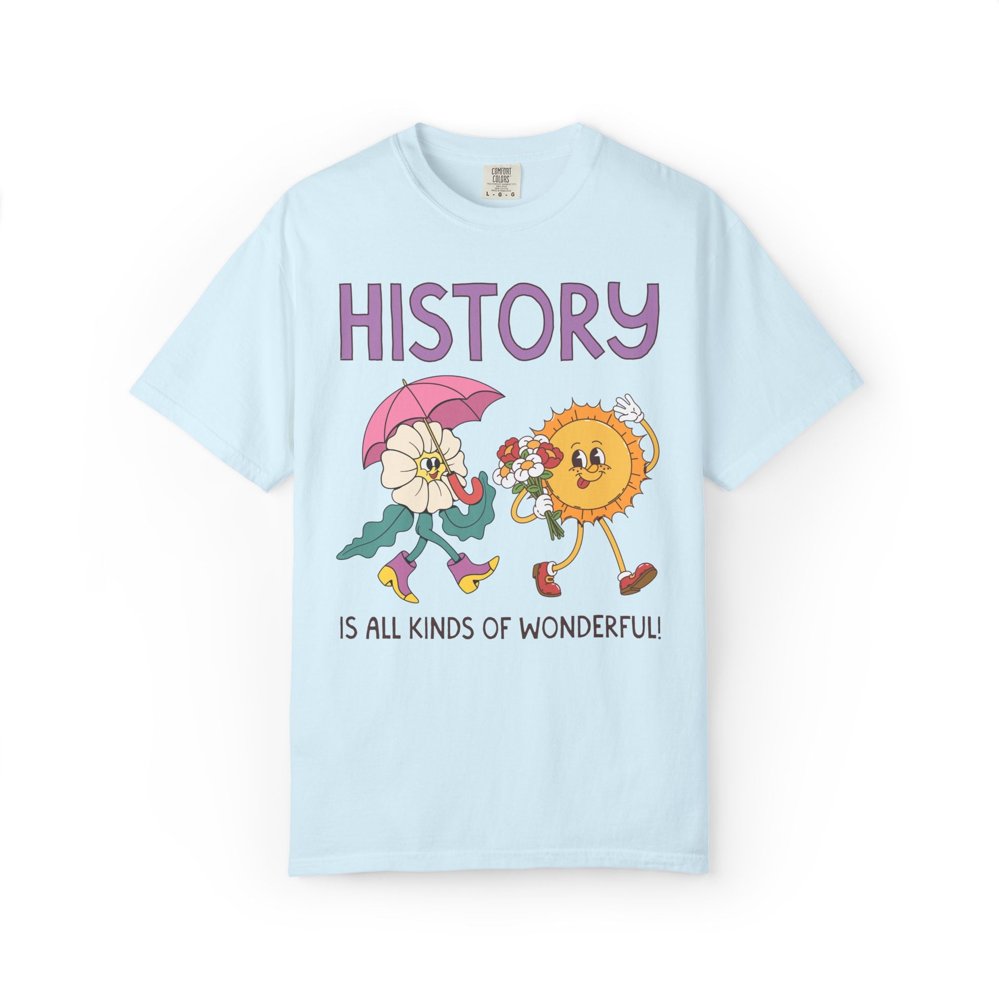 History is All Kinds of Wonderful Teacher Team Tee Shirt for Back to School: Cute Matching History Department Floral Tee with 90s Vibe