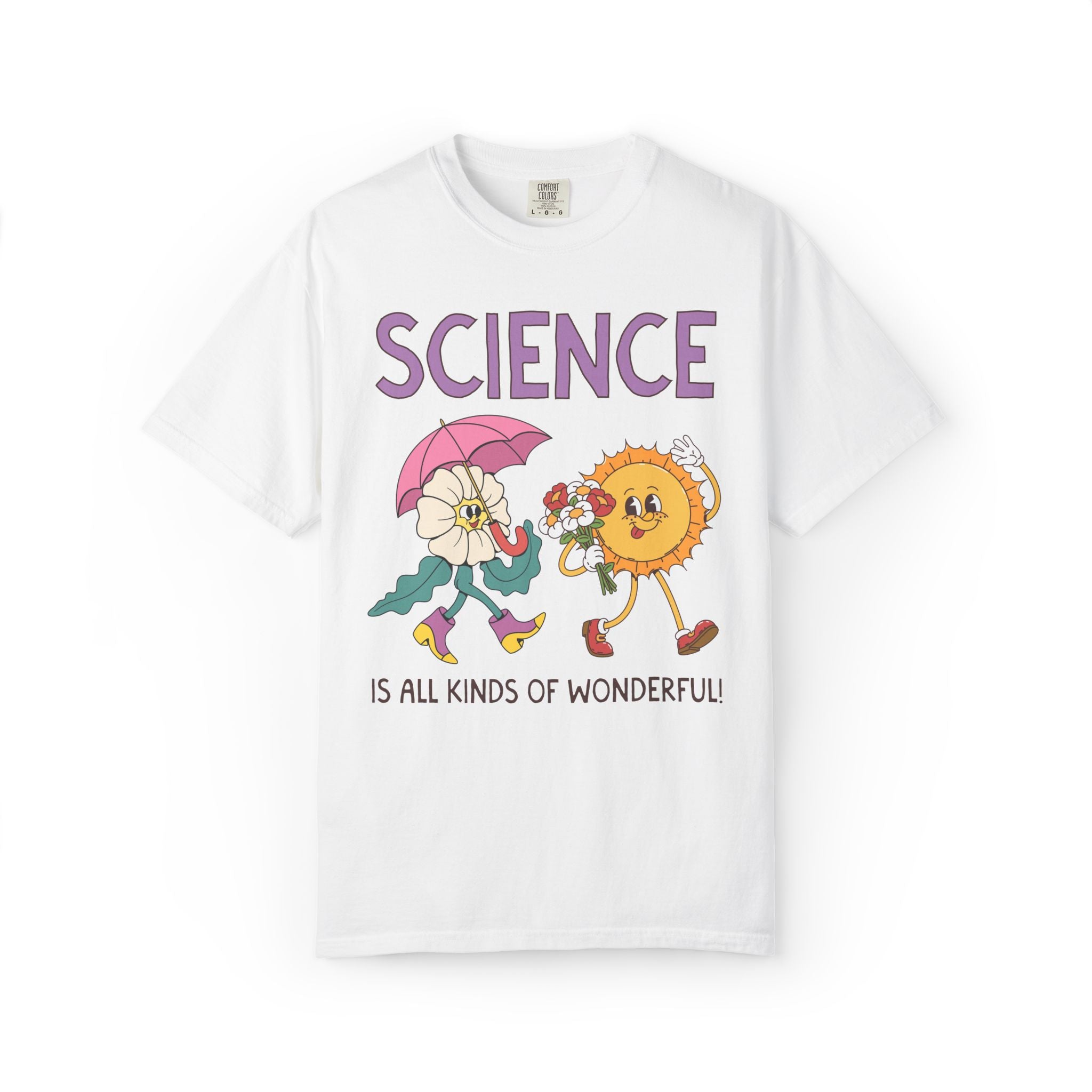 Science is All Kinds of Wonderful Teacher Team Tee Shirt for Back to School: Cute Matching Science Department Floral Tee with 90s Vibe
