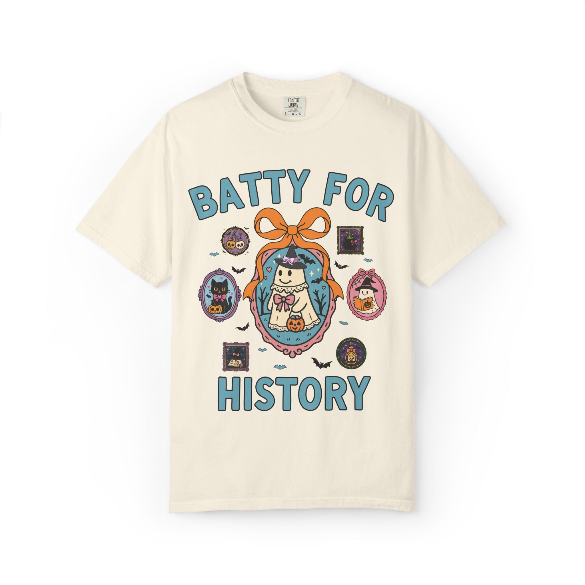 Batty for History Halloween History Buff T-Shirt with Cute Witchy Ghosts, Silly Spooky Season Historian T-Shirt for Fall or Halloween