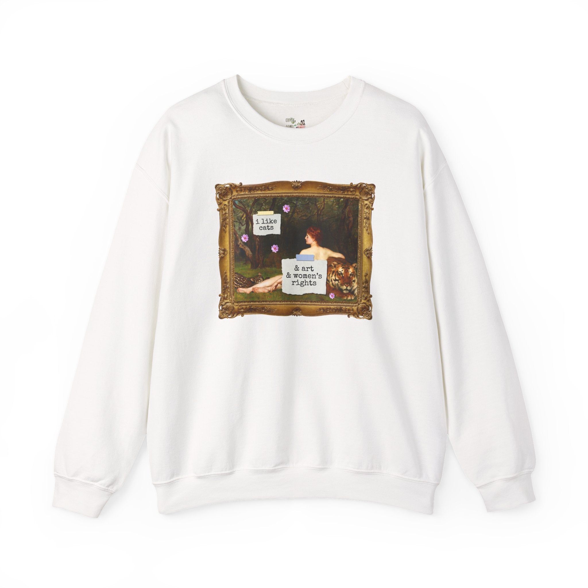 Funny Feminist Sweatshirt for Cat Mom or Cat Dad Who Loves Art History and Women's Rights, Equal Rights Famous Painting Crewneck for Artist