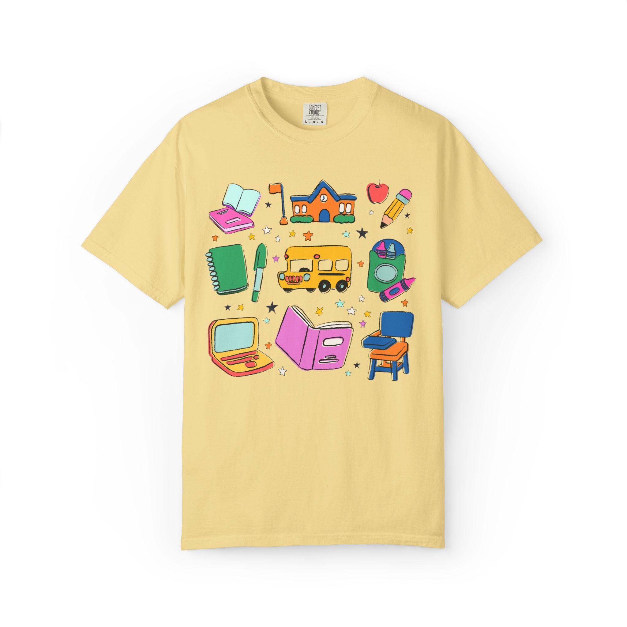 Nostalgic School Supply T-Shirt for Back to School, Cute Matching Teacher Tee, New School Year, Colorful Dopamine Vibe, Paraprofessional Tee