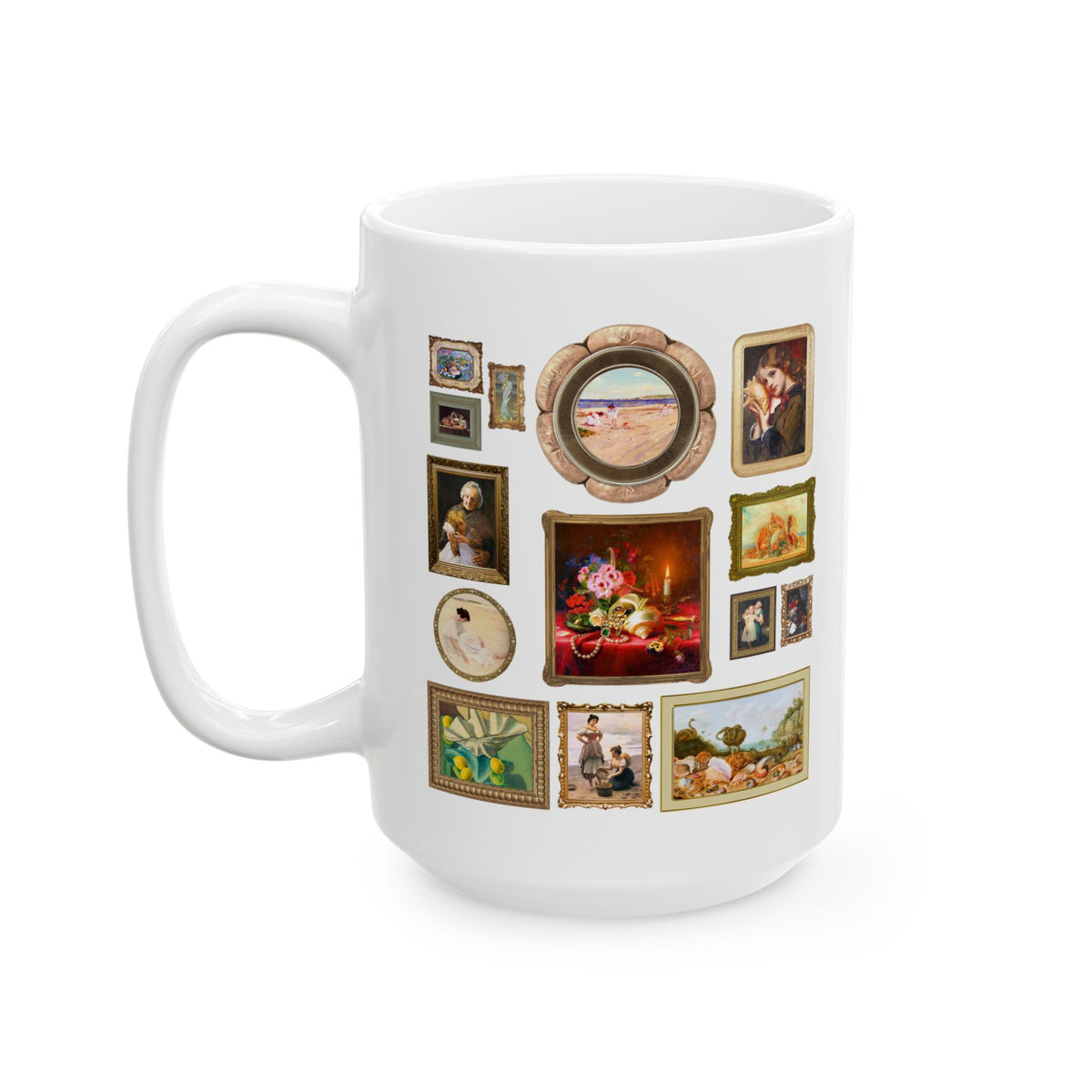 Seashell Art History Coffee Mug for Sea Shell Hunter or Conchologist Who Loves Famous Paintings: Cute Art Historian 15 Oz Mug, Museum Lover