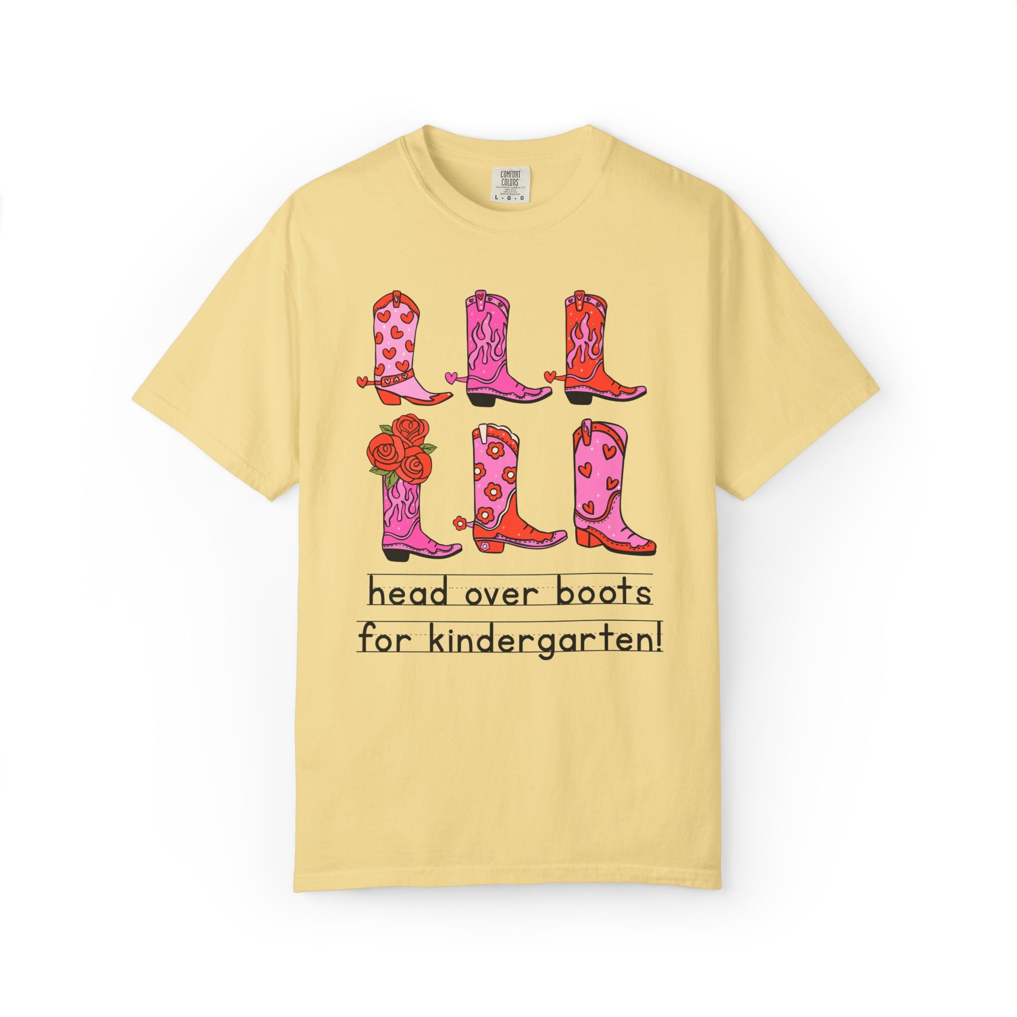 Head Over Boots for Kindergarten: Valentine's Day Matching Teacher T-Shirt with Western Aesthetic, Colorful and Nostalgic Teacher Tees