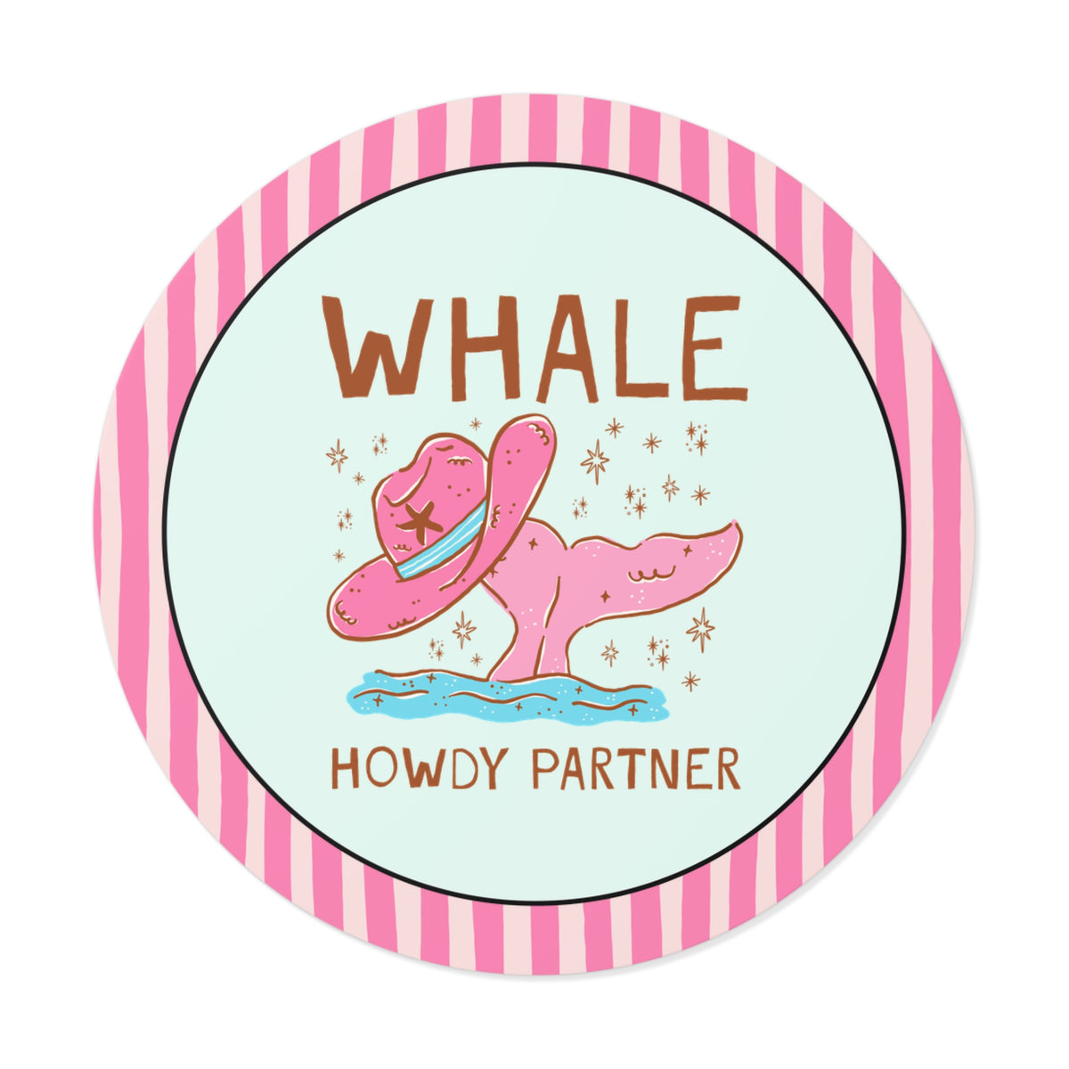 Whale Howdy Partner Sticker: Funny Cowboy Whale Lover Sticker for Marine Biologist or Friend Studying Whales, Silly Animal Lover Decal