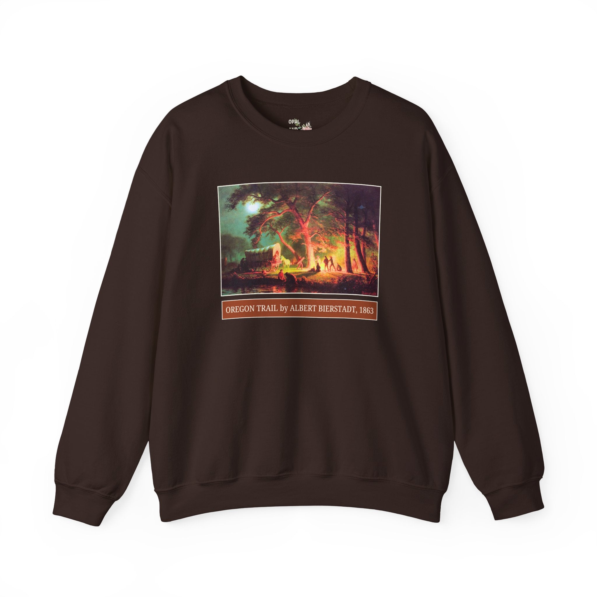 Oregon Trail Campfire by Albert Bierstadt Art History Lover Sweatshirt: Famous Painting of American West History, Westward Expansion History