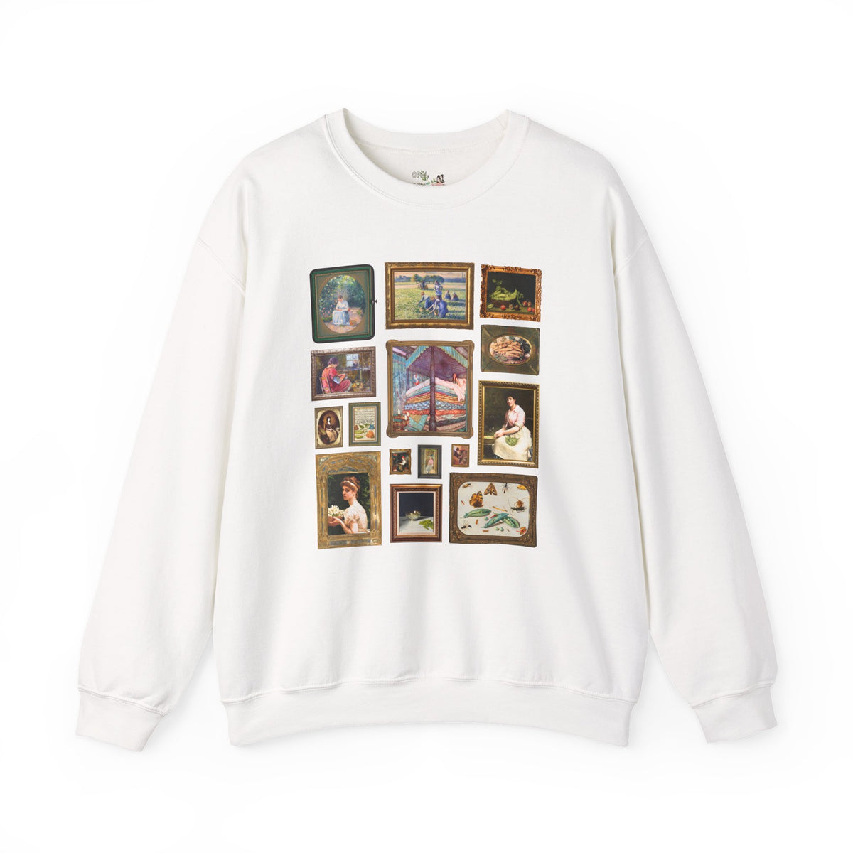 Pea Art History Sweatshirt: Famous Painting of Peas, Woman Shelling Peas, Still Life Painting of Peas and Flowers, Camille Pissarro Art