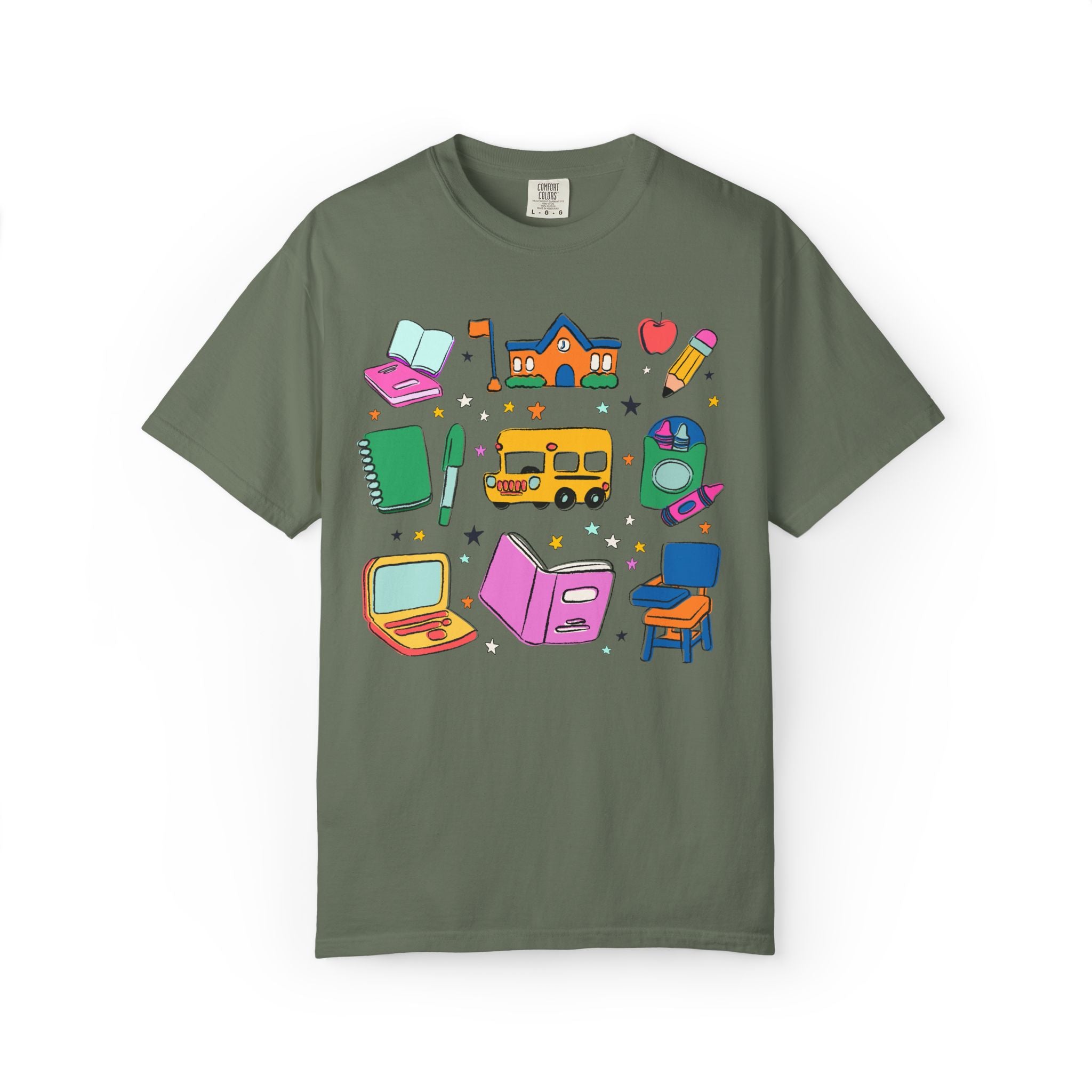 Nostalgic School Supply T-Shirt for Back to School, Cute Matching Teacher Tee, New School Year, Colorful Dopamine Vibe, Paraprofessional Tee