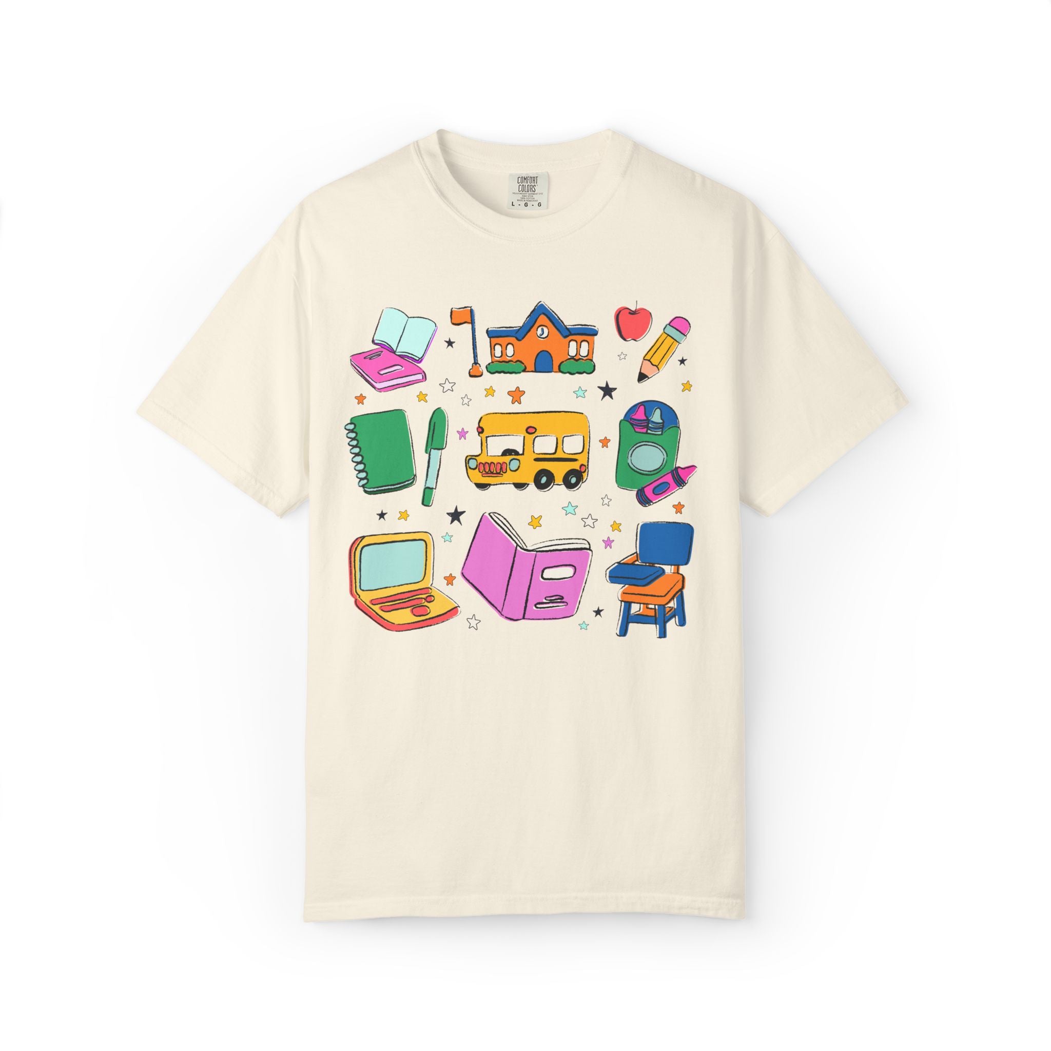Nostalgic School Supply T-Shirt for Back to School, Cute Matching Teacher Tee, New School Year, Colorful Dopamine Vibe, Paraprofessional Tee