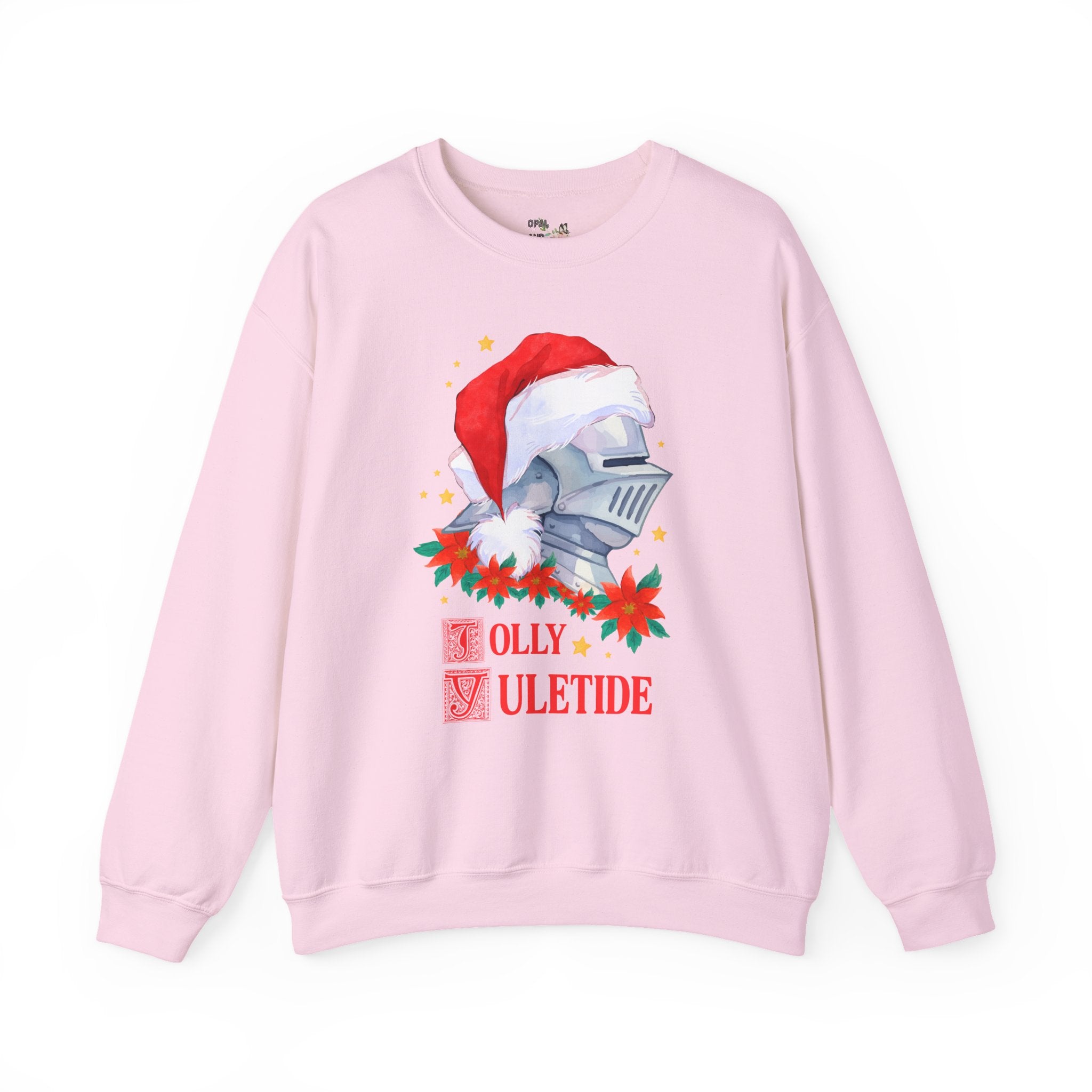 Medieval Christmas Sweatshirt with Knight Wearing a Santa Hat: Jolly Yuletide Silly History Lover Crewneck, Funny Middle Ages Holiday Sweatshirt