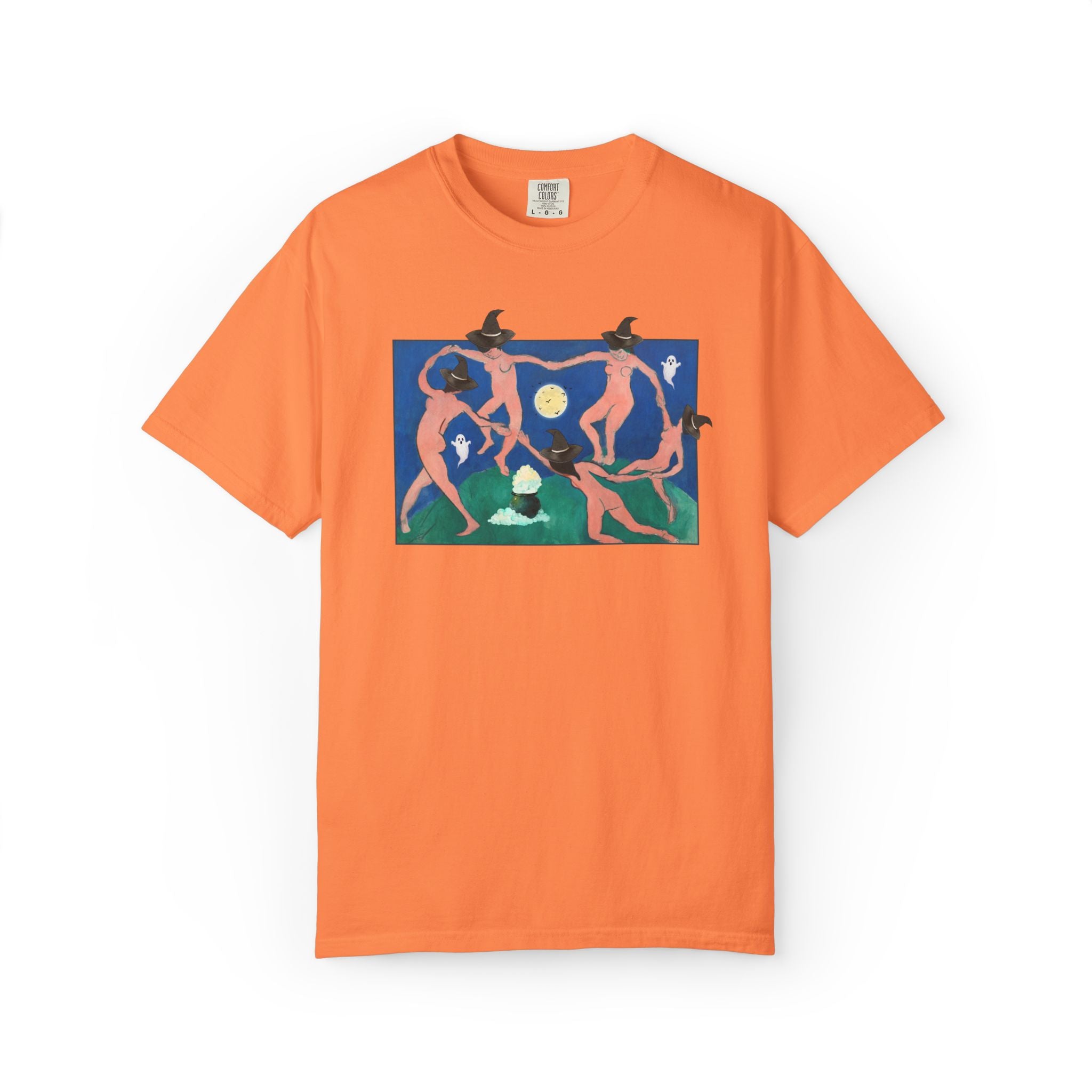 Halloween Art History Buff Tee Shirt with Spooky Witches and Ghosts: Henri Matisse Dance Early 1900s Famous Painting, French Art History Tee