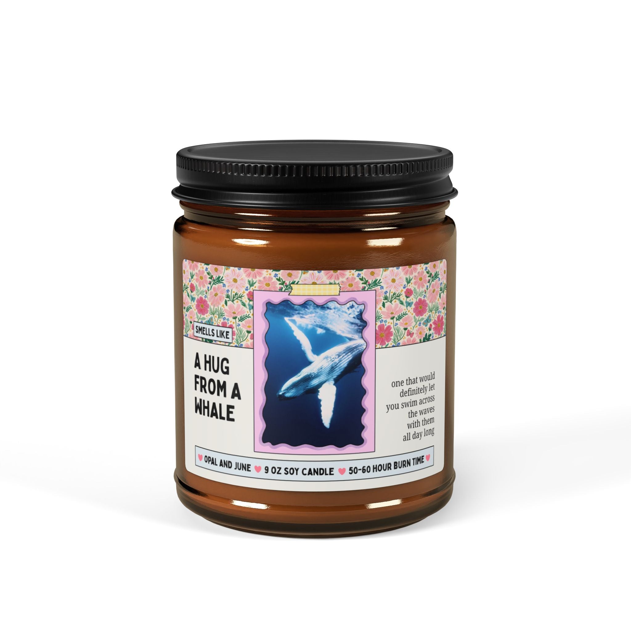 Whale Lover Gift, Smells Like a Hug from a Whale, 9 Oz Soy Candle | Funny Ocean Animal Lover Gift, Marine Biologist, Friend Who Loves Whales
