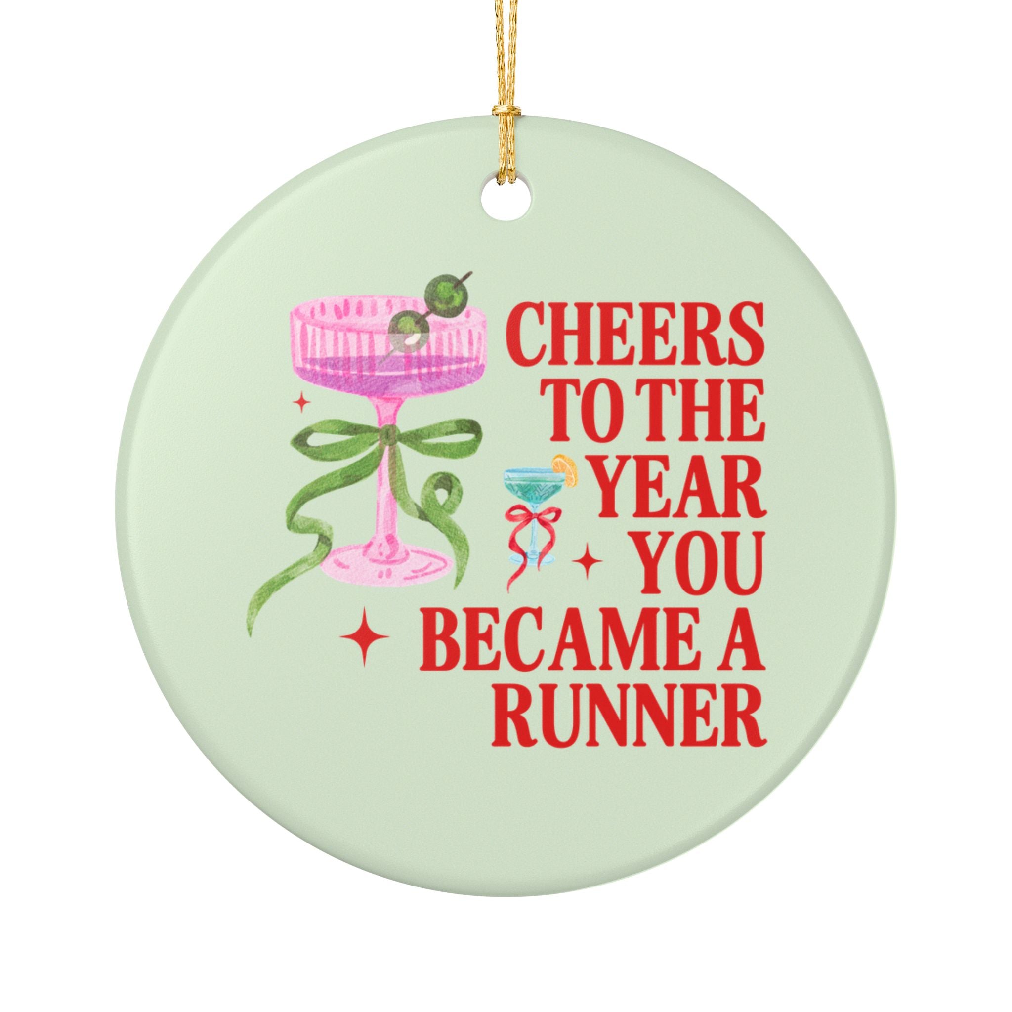 Cheers to the Year You Became a Runner Ornament | Funny and Cute College Cross Country Runner Gift, Ornament for Mom or Parent Who Runs
