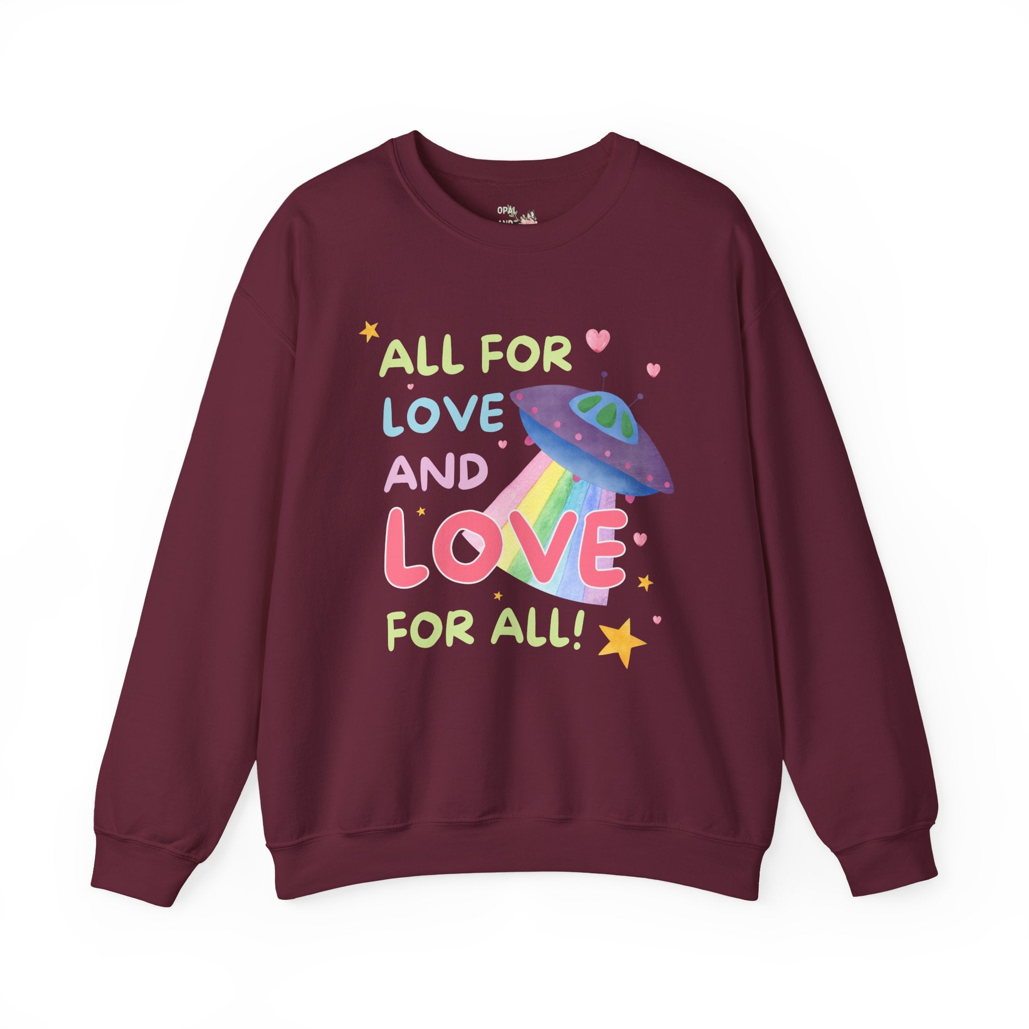 Gay Rights Shirt for Pride Month and Beyond: Cute 90s Aesthetic Rainbow UFO Sweatshirt with Stars, Adorable Y2K Vibes, Colorful Kitschy LGBTQ Shirt