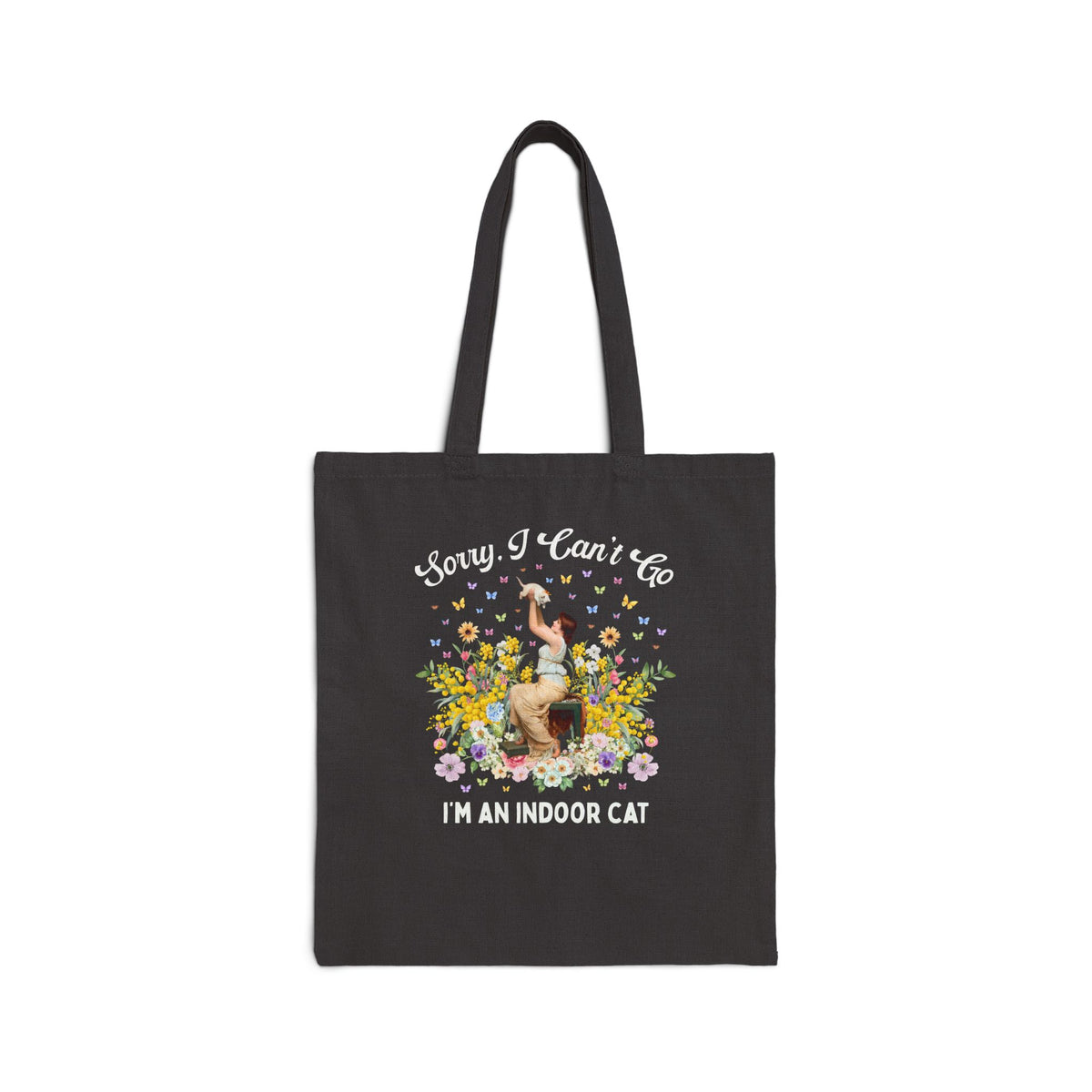 Sorry I Can't Go, I'm an Indoor Cat: Silly Art History Buff Tote Bag for Art Historian or Introverted Cat Mom or Cat Dad
