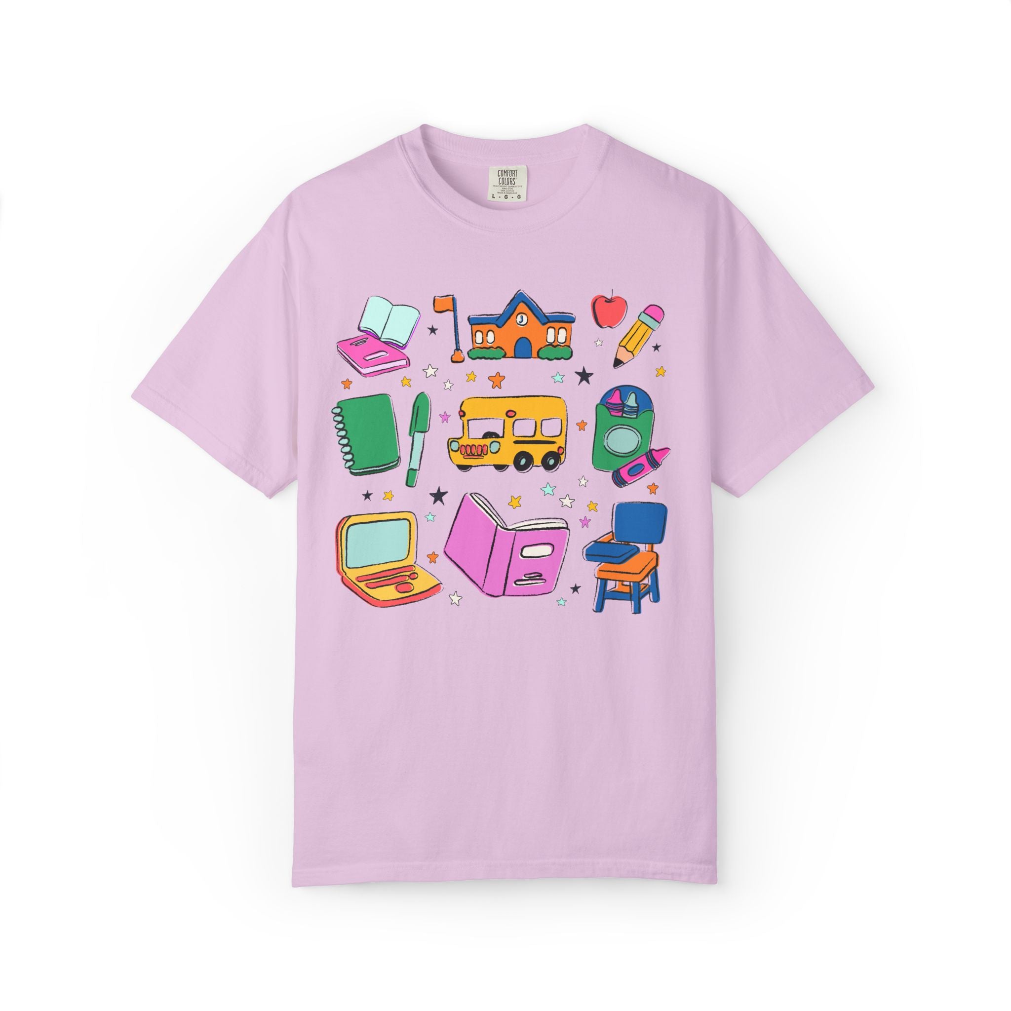 Nostalgic School Supply T-Shirt for Back to School, Cute Matching Teacher Tee, New School Year, Colorful Dopamine Vibe, Paraprofessional Tee