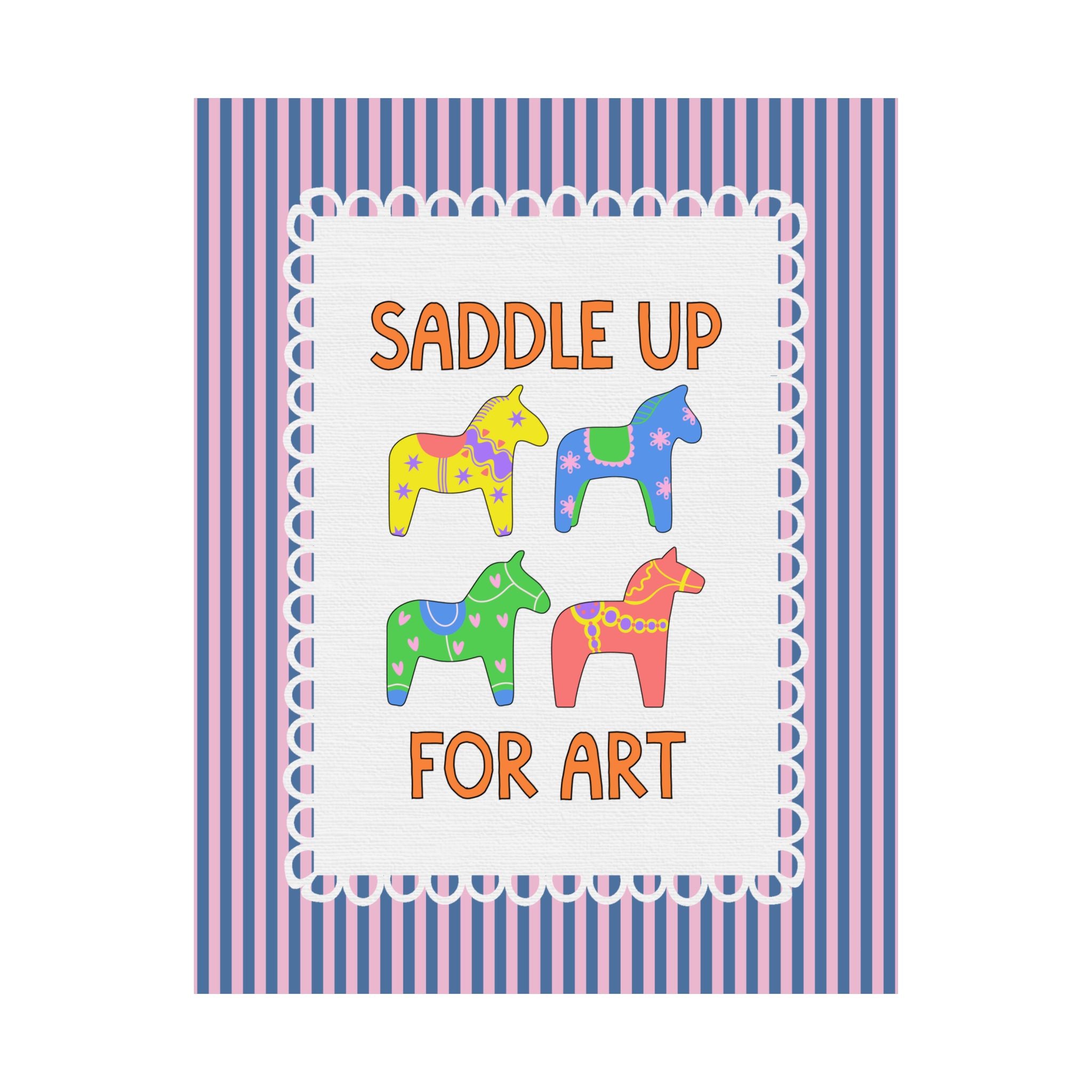 Saddle Up for Art: Cute Teacher Poster Print for Art Teacher, Back to School Gift, Silly Dreamcore Western Aesthetic Horse Poster Print