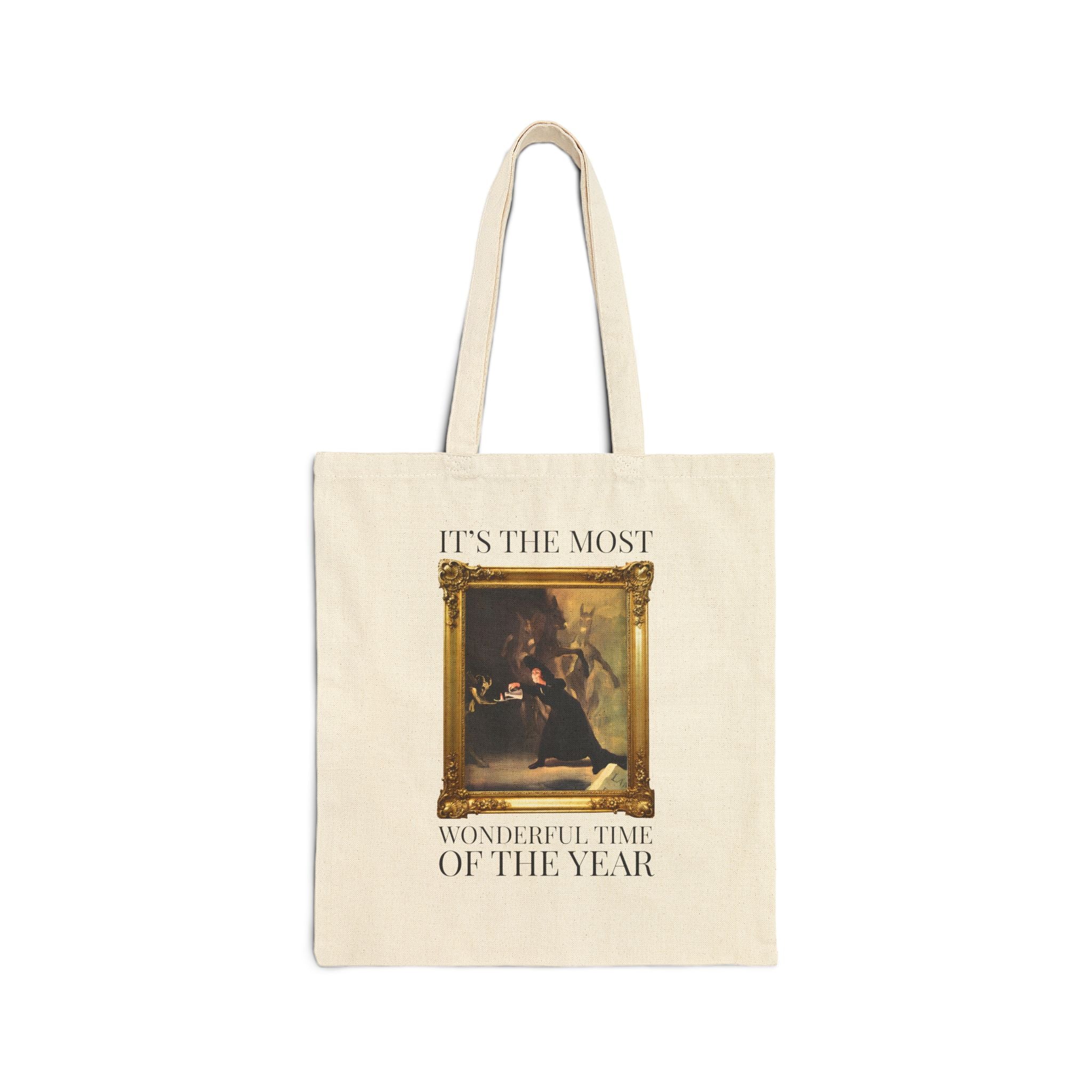 Halloween It's the Most Wonderful Time of the Year Tote Bag with Spooky Art History Painting by Francisco Goya, Witchy Art History Lover Bag