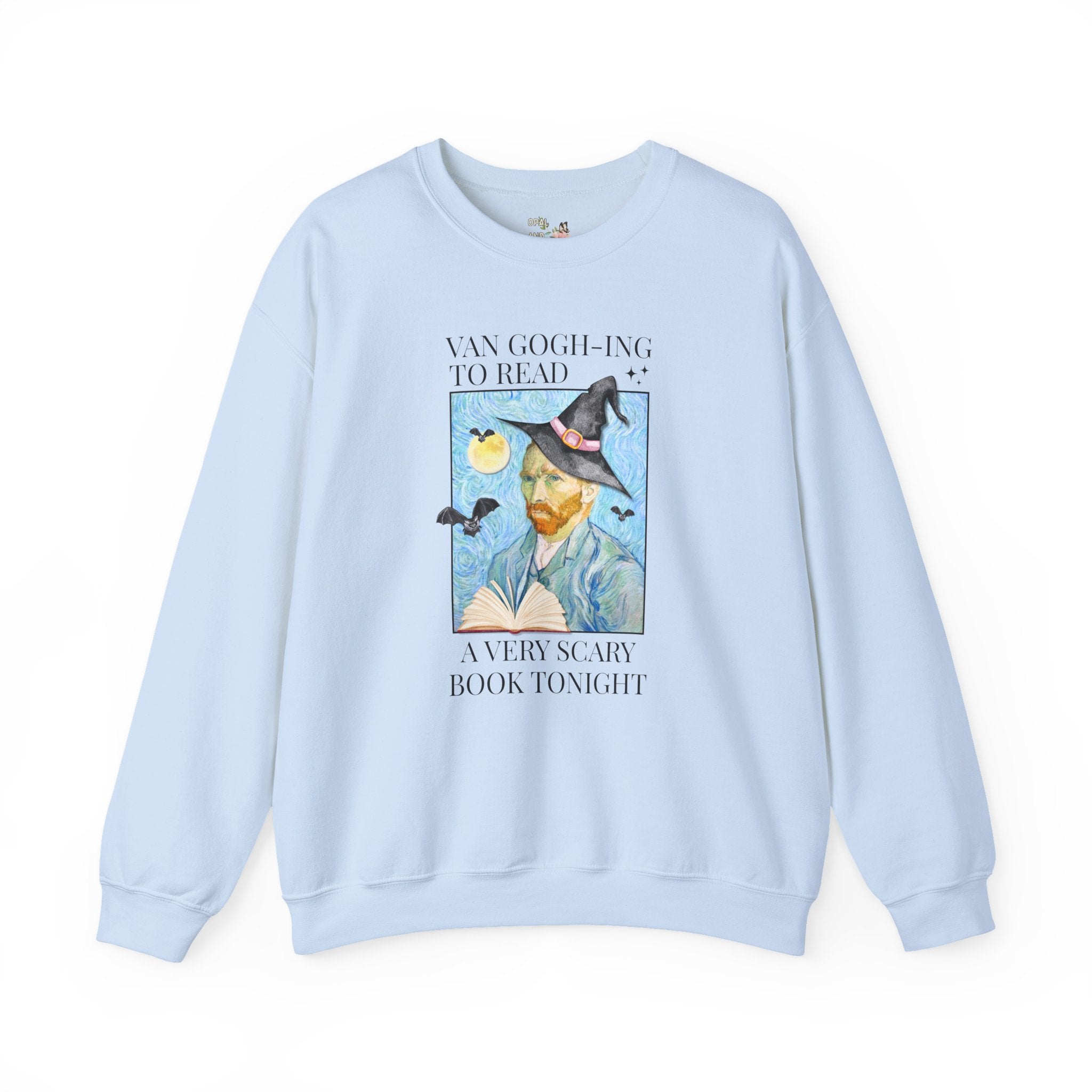 Bookish Halloween Sweatshirt for Art Historian, Silly Vincent Van Gogh Book Lover Crewnec: Read a Very Scary Book, Horror Bookworm Librarian