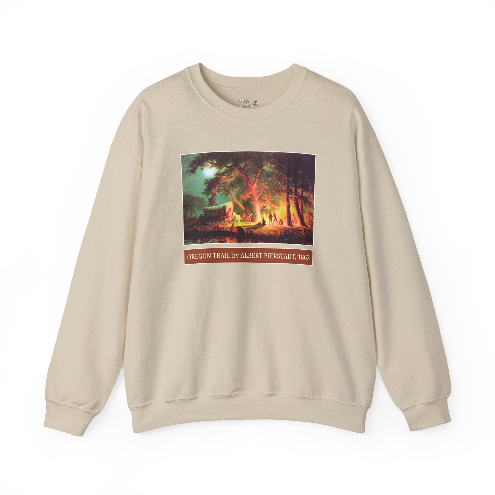 Oregon Trail Campfire by Albert Bierstadt Art History Lover Sweatshirt: Famous Painting of American West History, Westward Expansion History