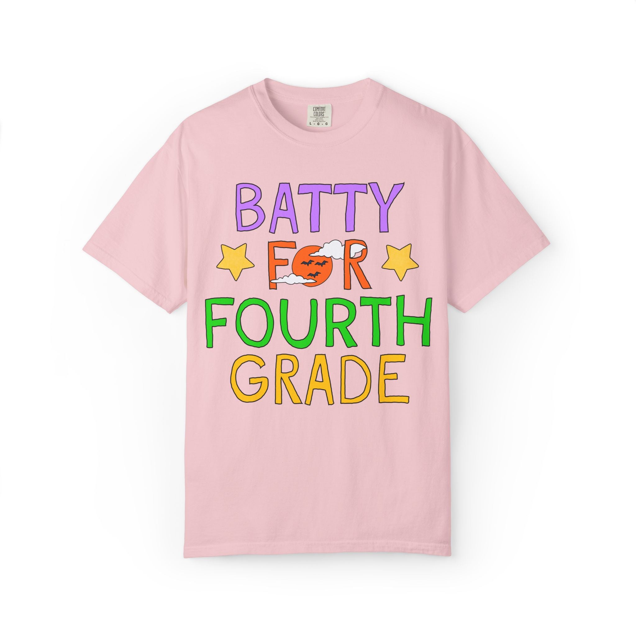 Fourth Grade Halloween Teacher Tee Shirt: Batty for Fourth Grade | Cute and Nostalgic Halloween Teacher Team T-Shirt for October, 90s Vibe