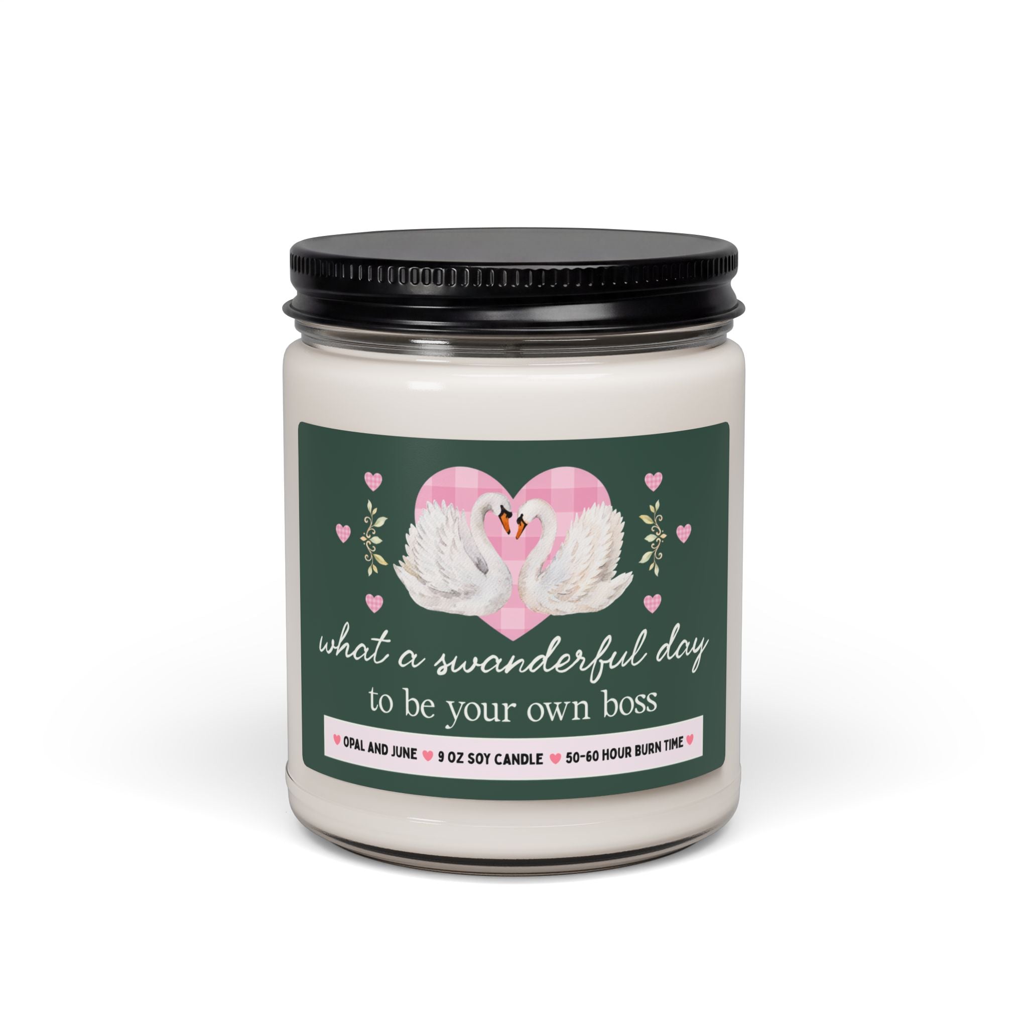 New Business Owner Gift, Candle with Swans: What a Swanderful Day to Be Your Own Boss, 9 Oz Candle for Friend Starting a New Business