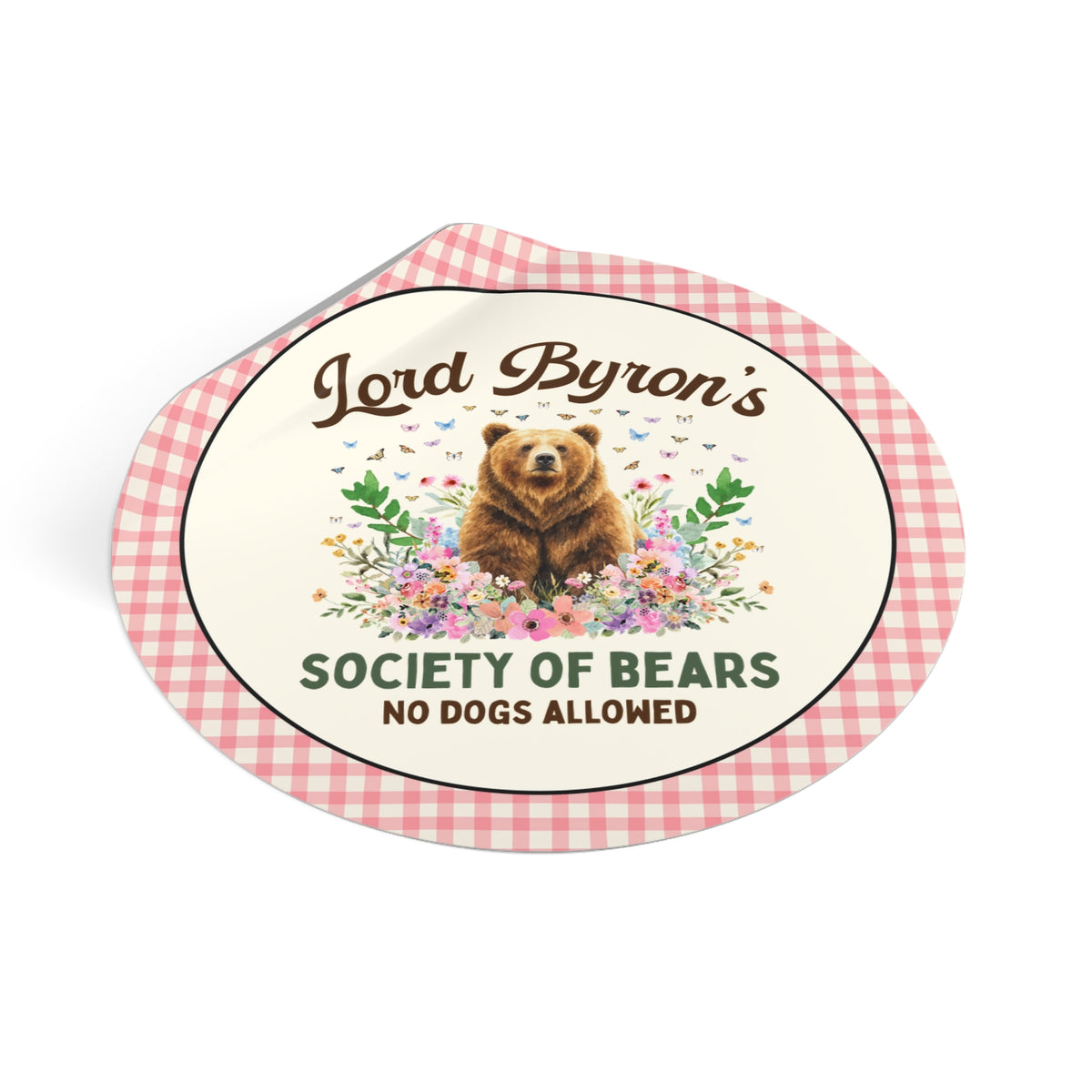 Lord Byron's Society of Bears Sticker: Bookish Animal Lover Sticker for Classic Bookworm Who Loves English History and Animals