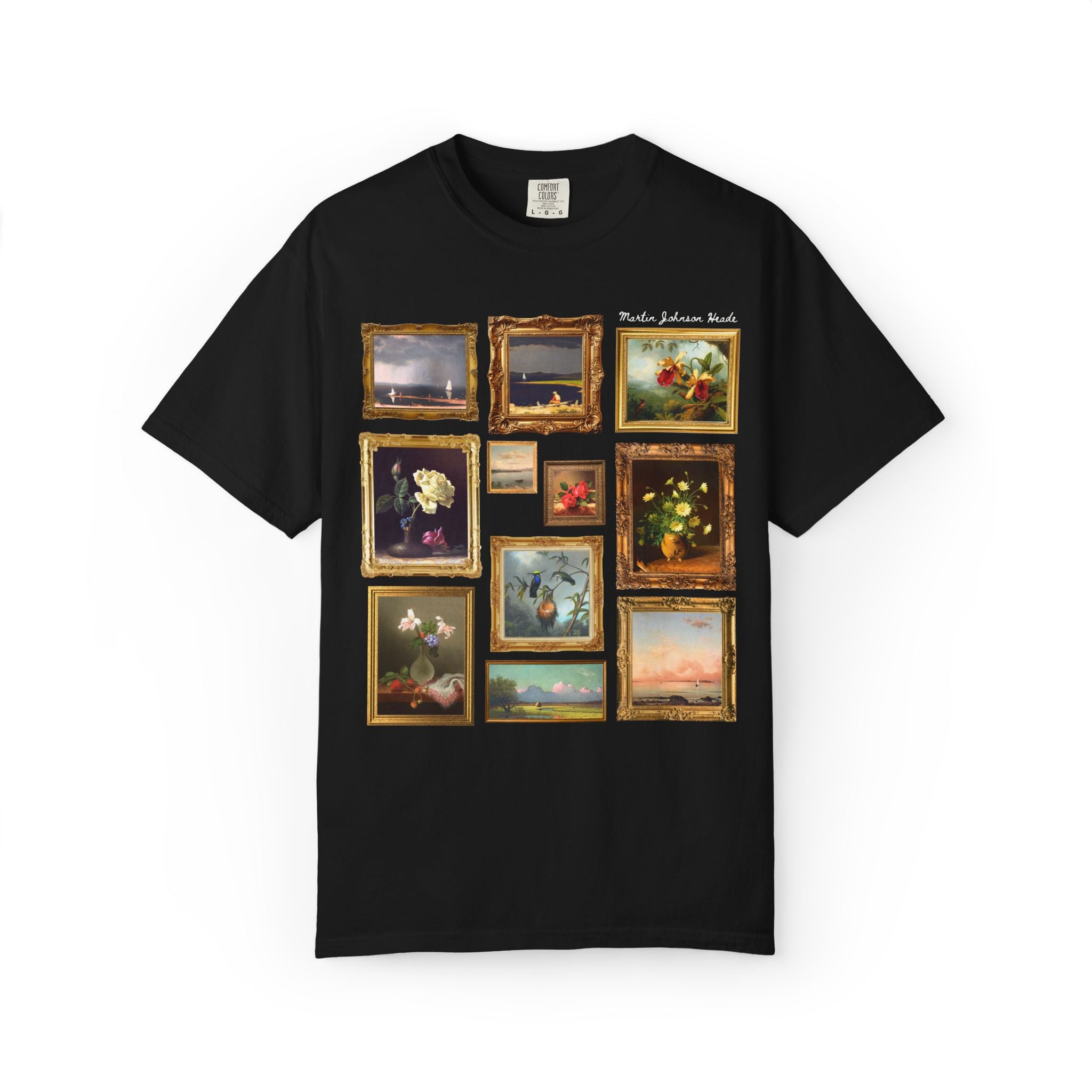 Martin Johnson Heade Art Historian Tee Shirt with Famous Paintings, Hudson River School American Art History, Luminism 19th Century Art