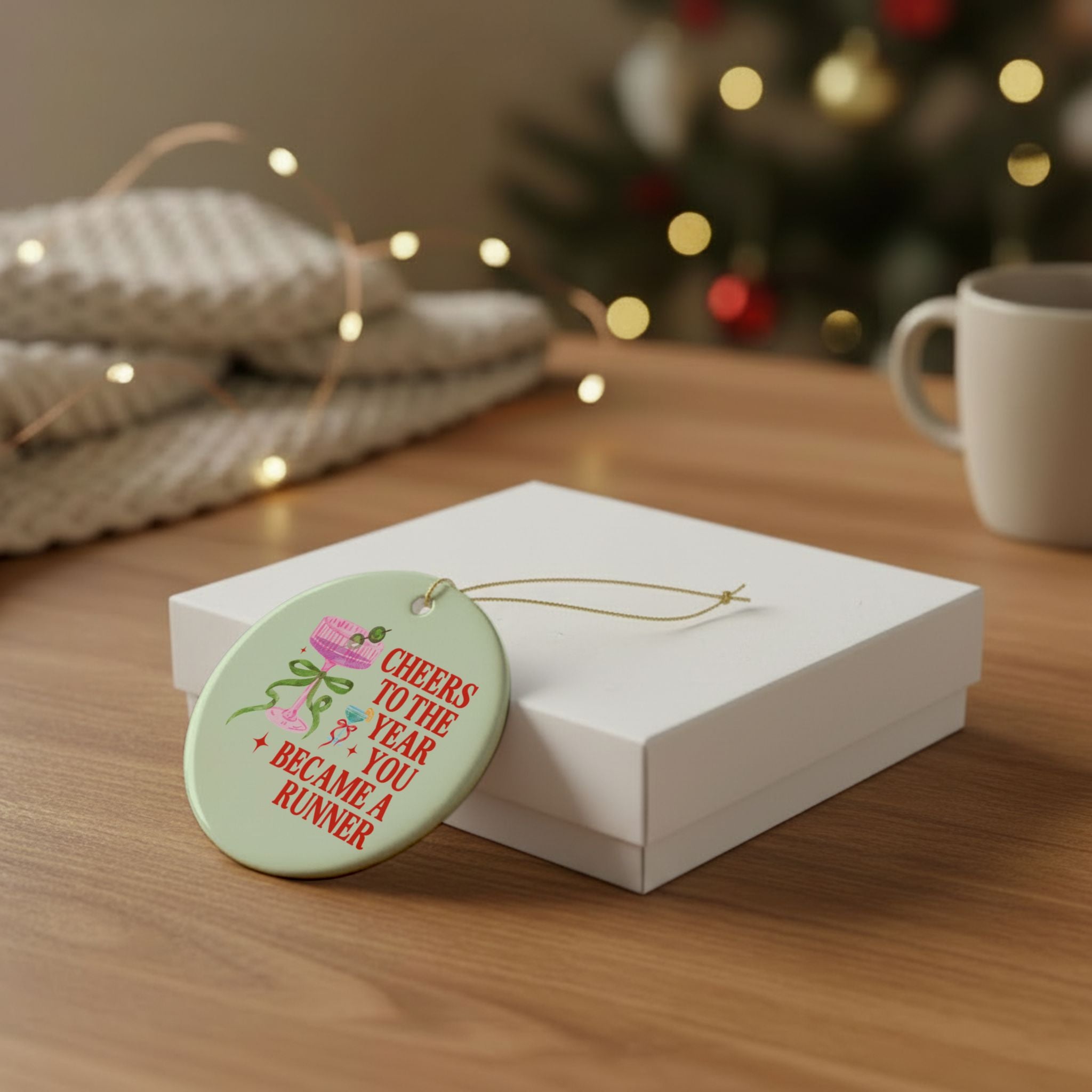 Cheers to the Year You Became a Runner Ornament | Funny and Cute College Cross Country Runner Gift, Ornament for Mom or Parent Who Runs