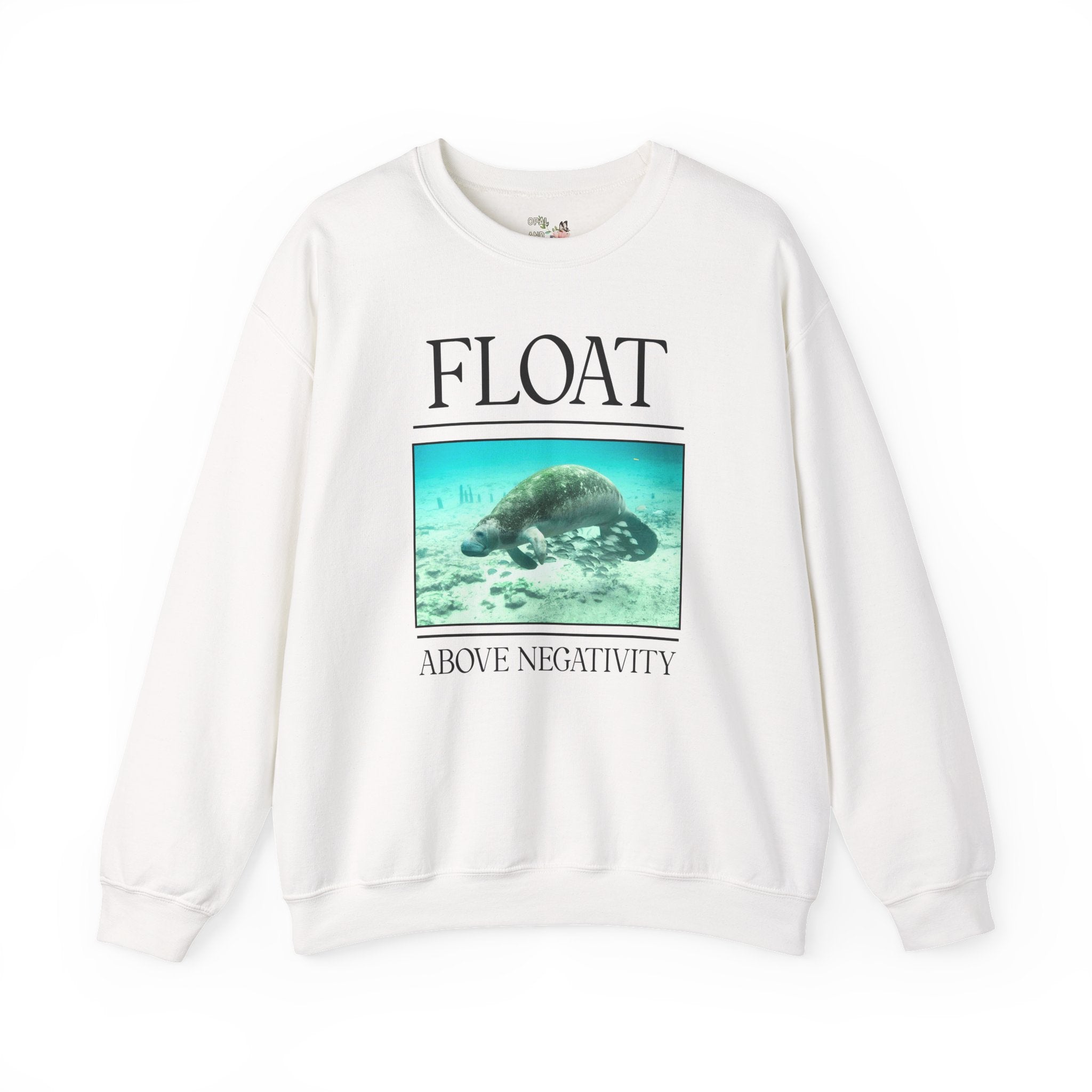 Float Above Negativity Manatee Lover Sweatshirt for Elementary School Teacher, Cute Positive Affirmation Crewneck for Animal Lover, 90s Aesthetic