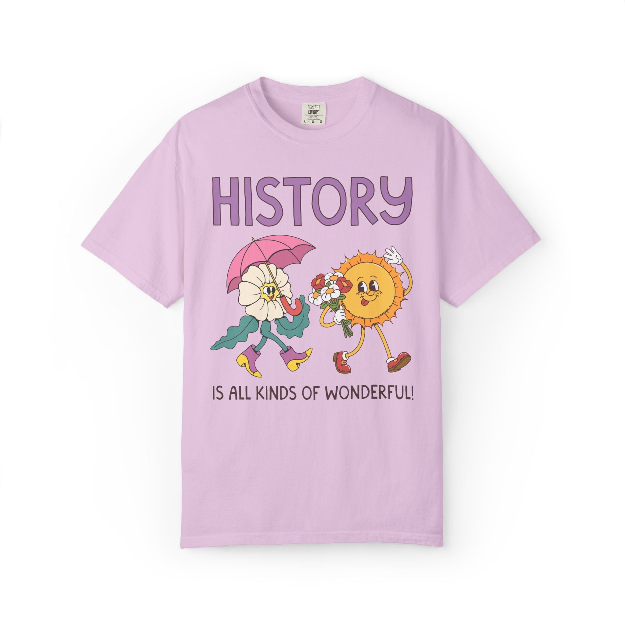History is All Kinds of Wonderful Teacher Team Tee Shirt for Back to School: Cute Matching History Department Floral Tee with 90s Vibe