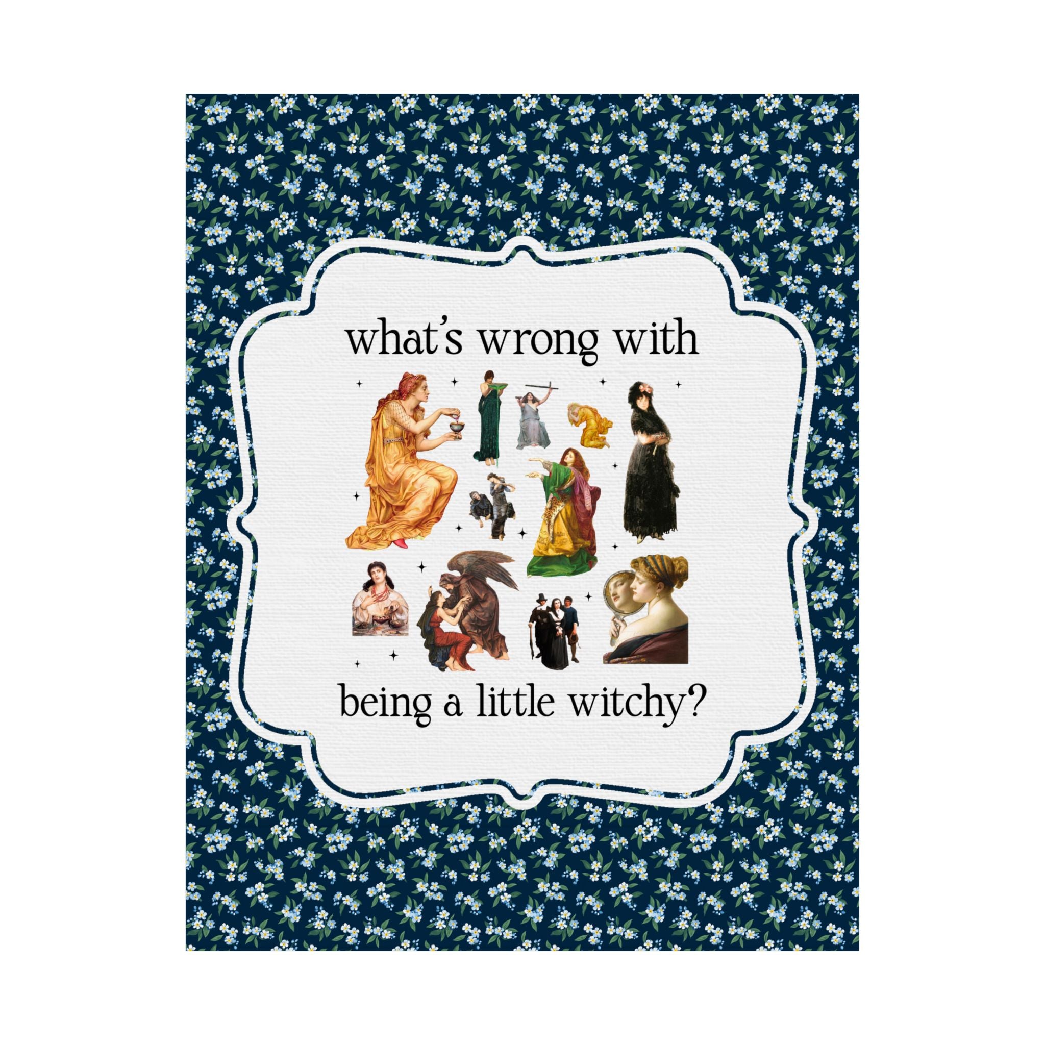 Witch Art History Lover Poster Print with Famous Paintings, Pre-Raphaelite and 19th Century Art Historian Decor, Halloween or Spooky Season