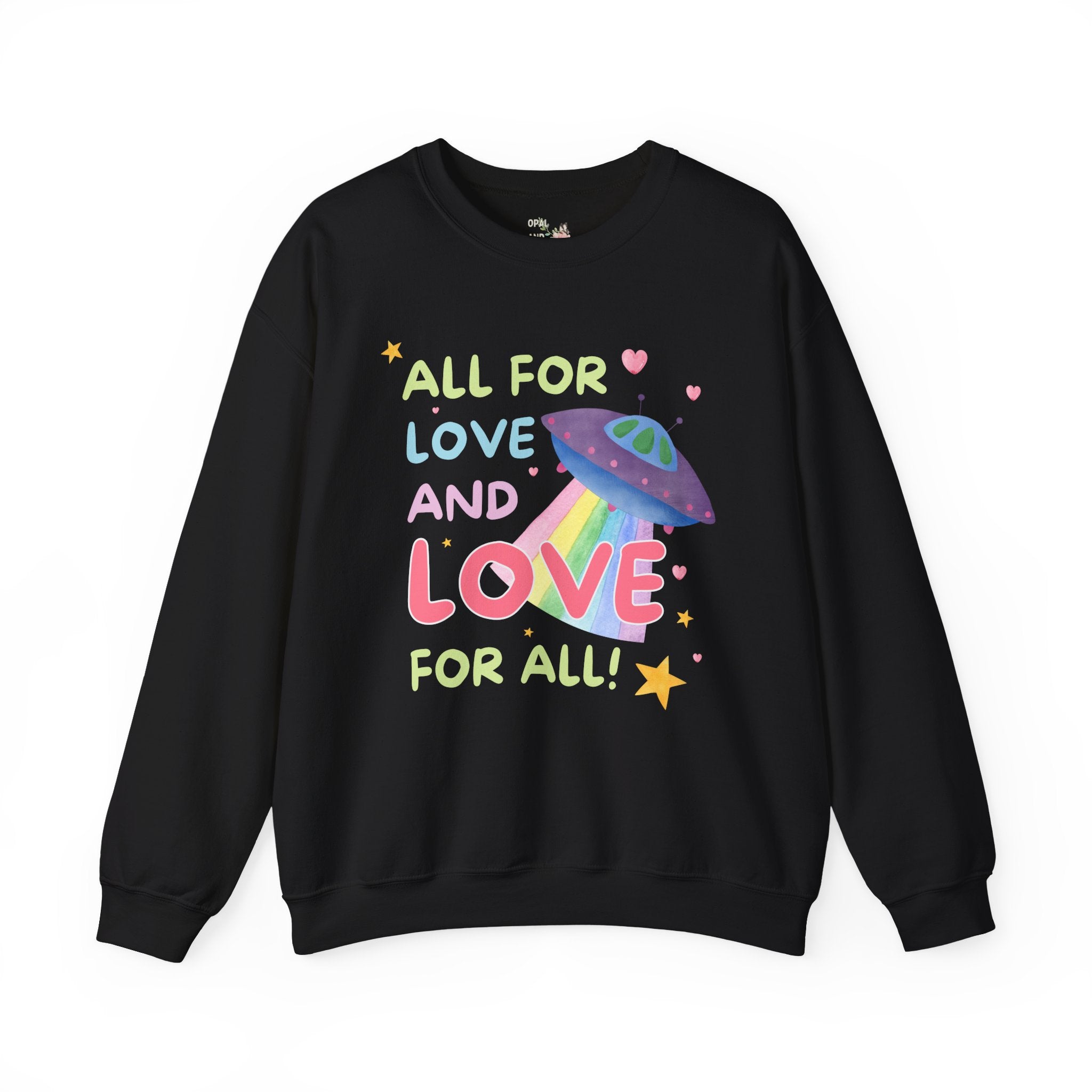 Gay Rights Shirt for Pride Month and Beyond: Cute 90s Aesthetic Rainbow UFO Sweatshirt with Stars, Adorable Y2K Vibes, Colorful Kitschy LGBTQ Shirt