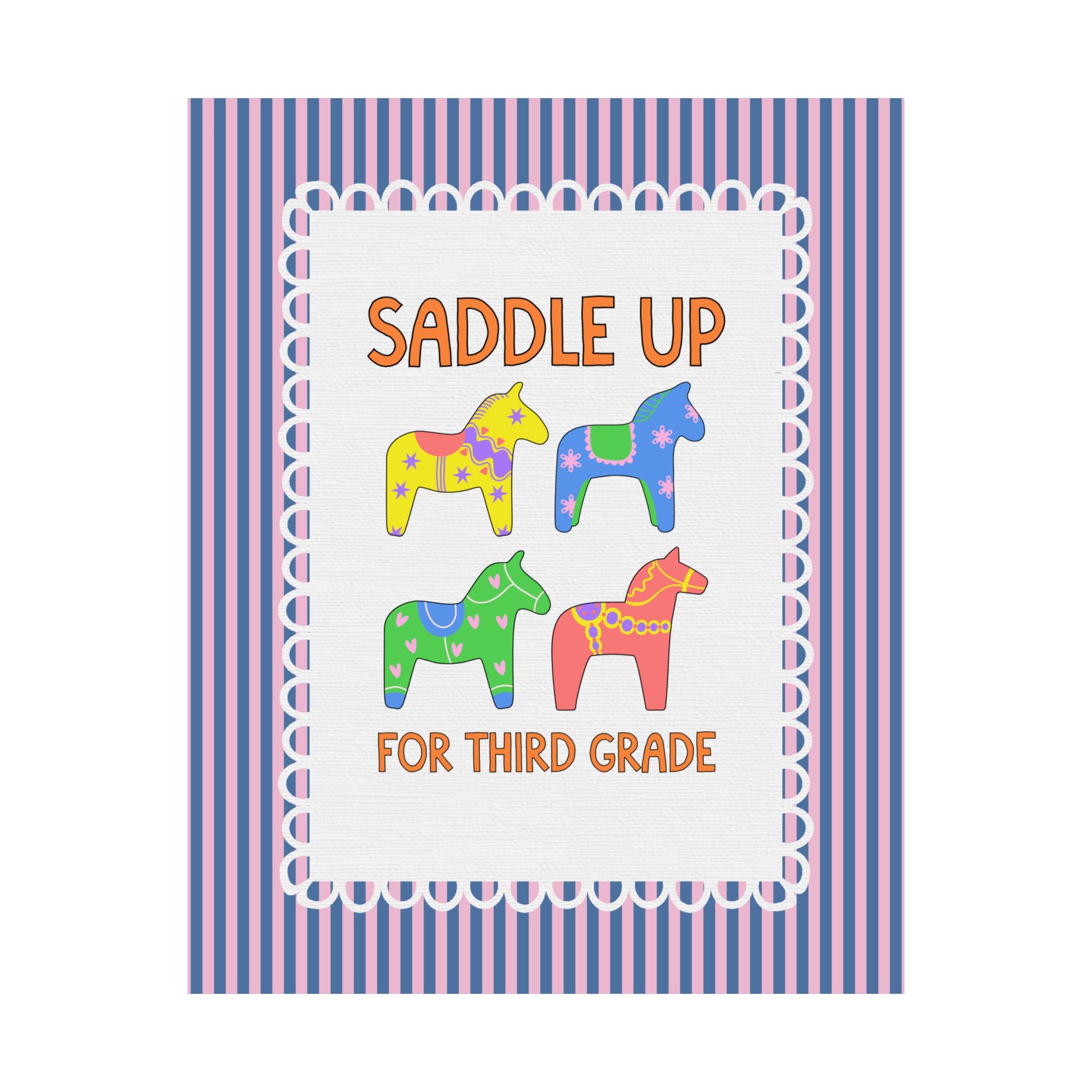 Saddle Up for Third Grade: Teacher Poster Print, Third Grade Teacher, Back to School Gift, Silly Dreamcore Western Aesthetic Horse Print
