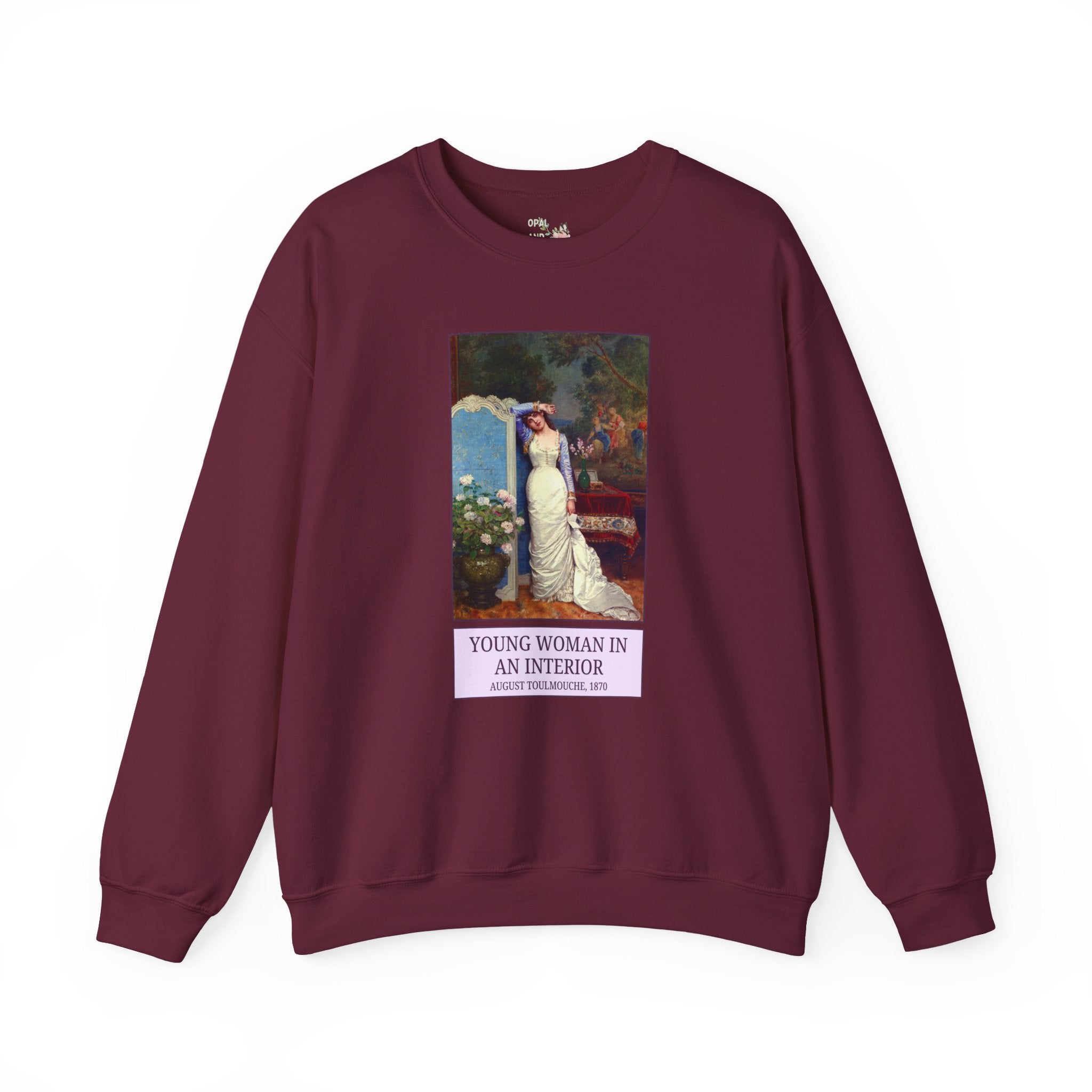 Young Woman in an Interior by Auguste Toulmouche Art History Buff Sweatshirt: 19th Century Art History Museum Lover Gift, Victorian Era