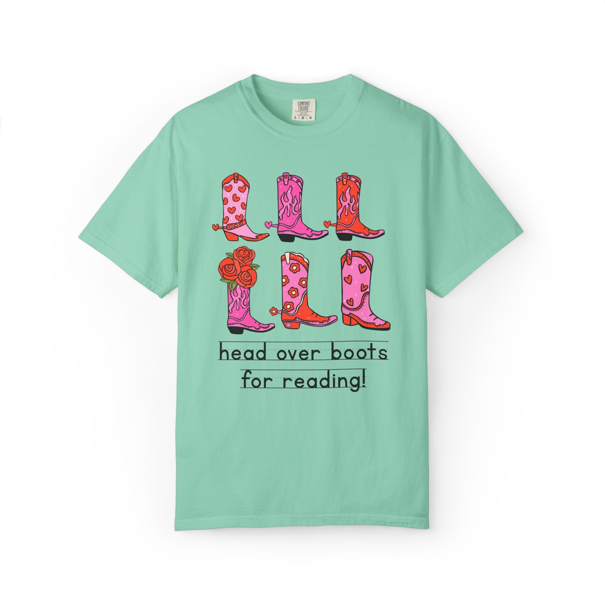 Head Over Boots for Reading: Valentine's Day Matching Teacher T-Shirt with Western Aesthetic, Colorful and Nostalgic Teacher Tees