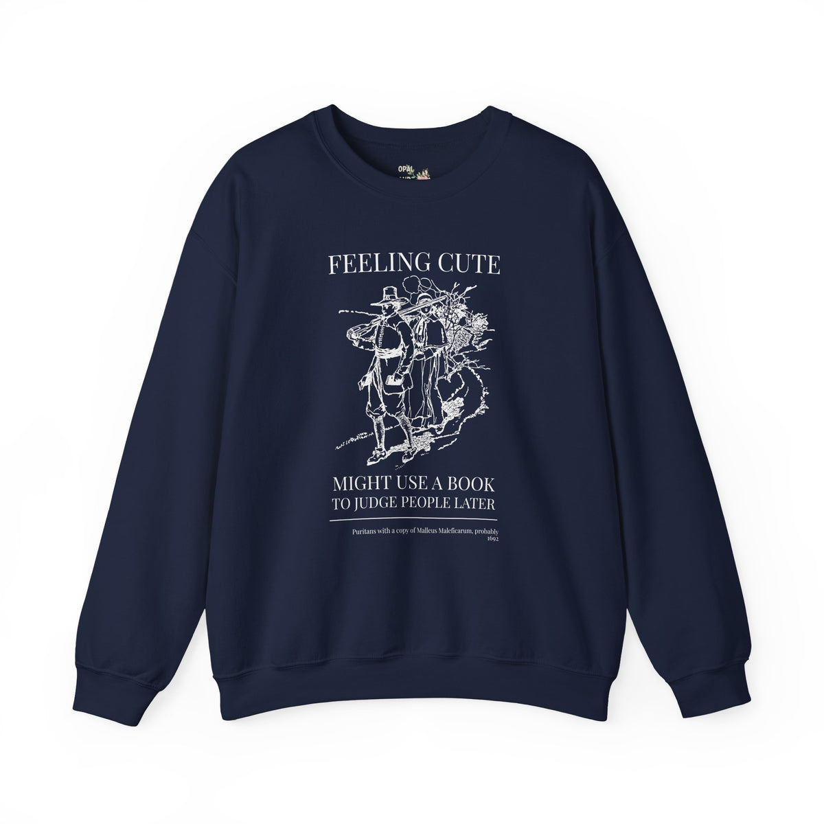 Feeling Cute, Might Use a Book to Judge People Later, Salem Witch Trial History, Malleus Maleficarum Bookish Sweatshirt for Spooky Season