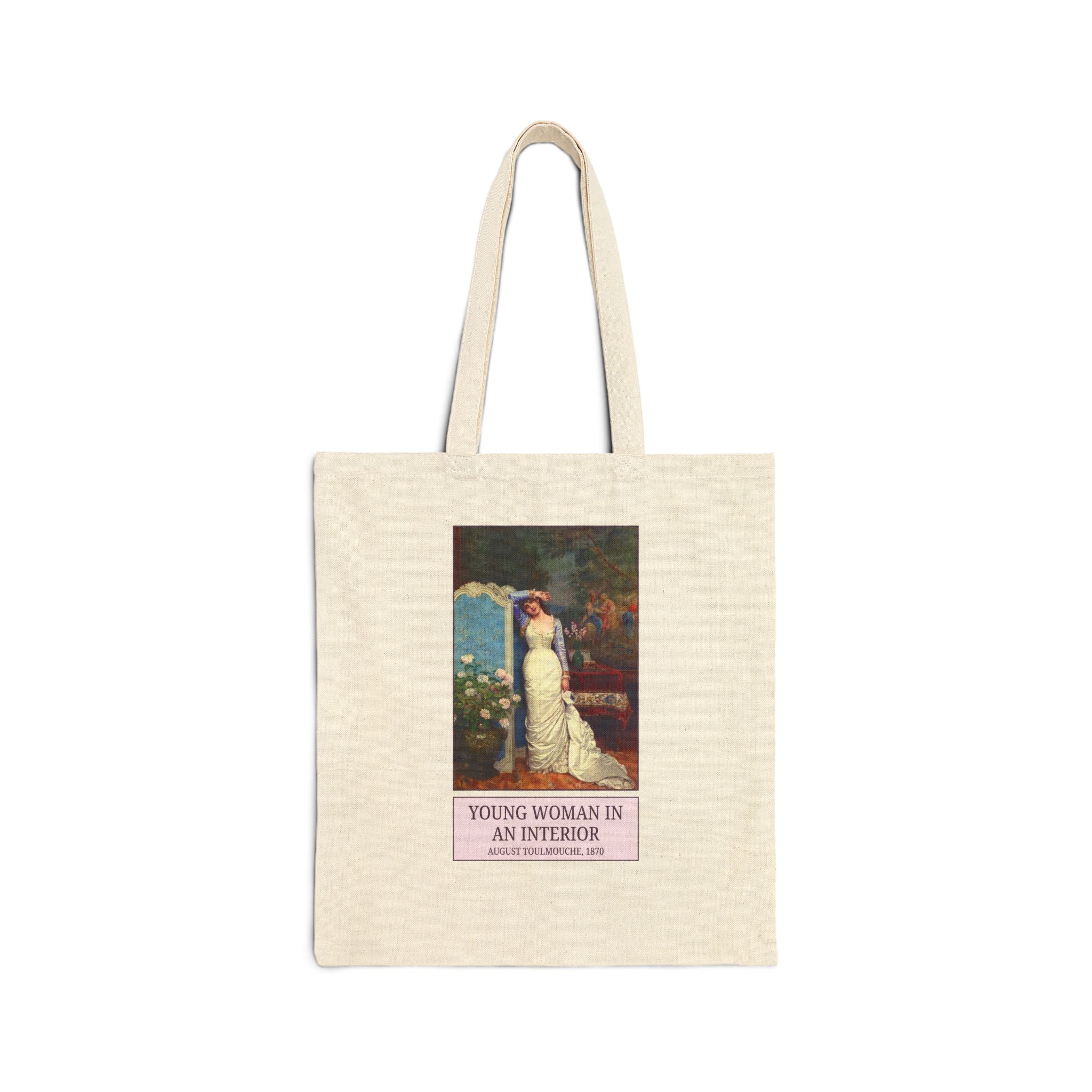 Young Woman in an Interior by Auguste Toulmouche Art History Buff Tote Bag: 19th Century Art History Museum Lover Gift, Victorian Era