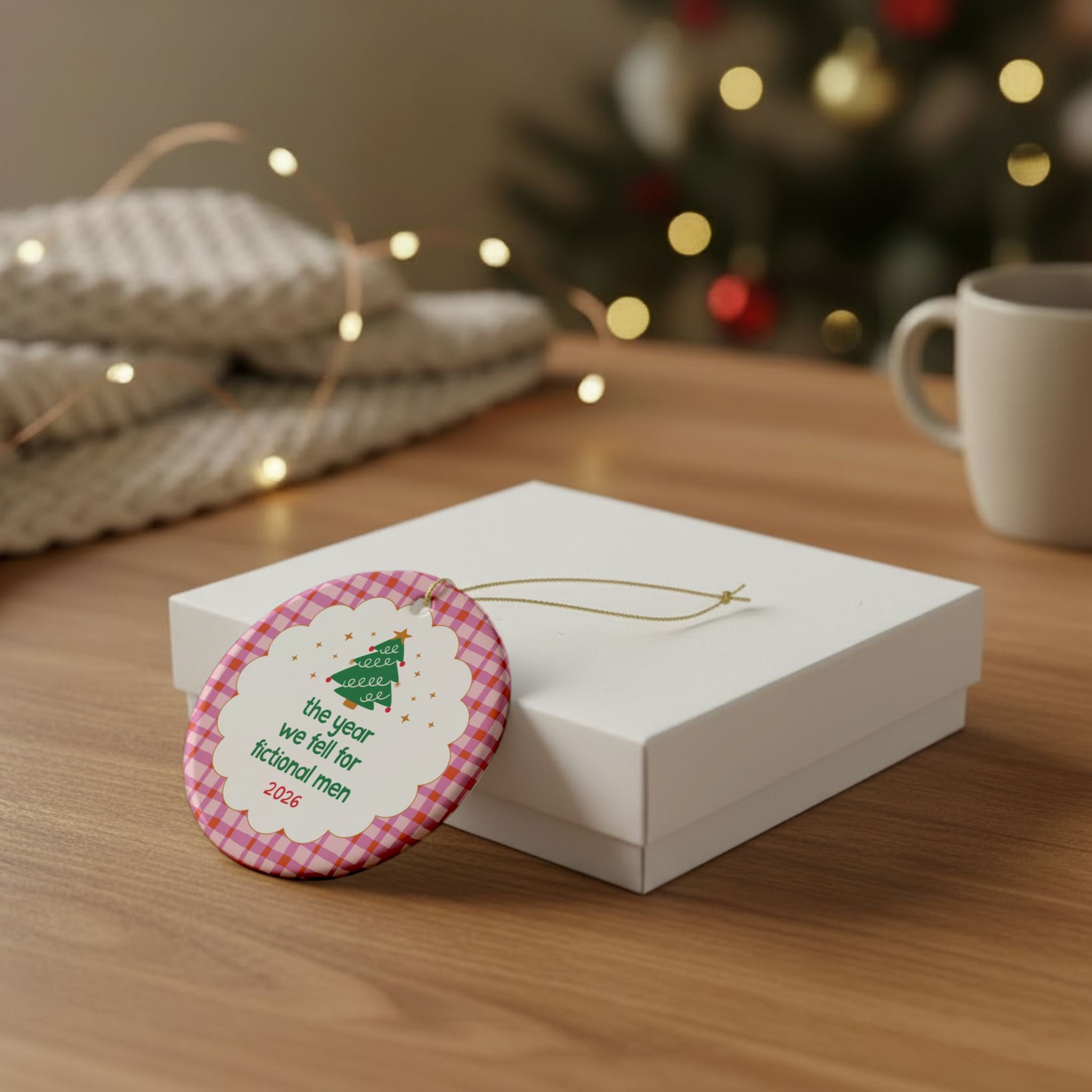 2026: The Year We Fell for Fictional Men Nostalgic Christmas Ornament for Friend Who Loves Romance Novels, Silly Bookish Gift for Fantasy Book Club