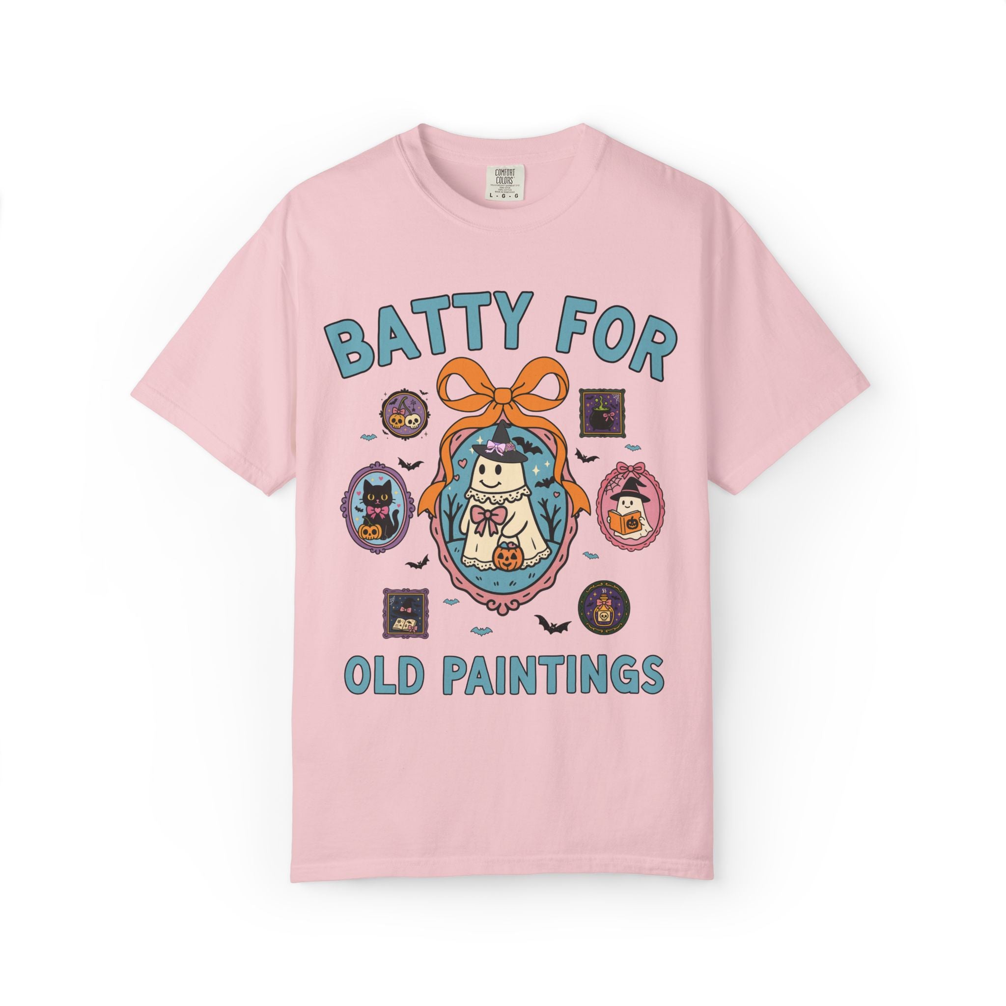 Batty for Arguing Art Historian T-Shirt with Cute Witchy Ghosts, Silly Spooky Season Matching Museum Docent Tee for Fall or Halloween
