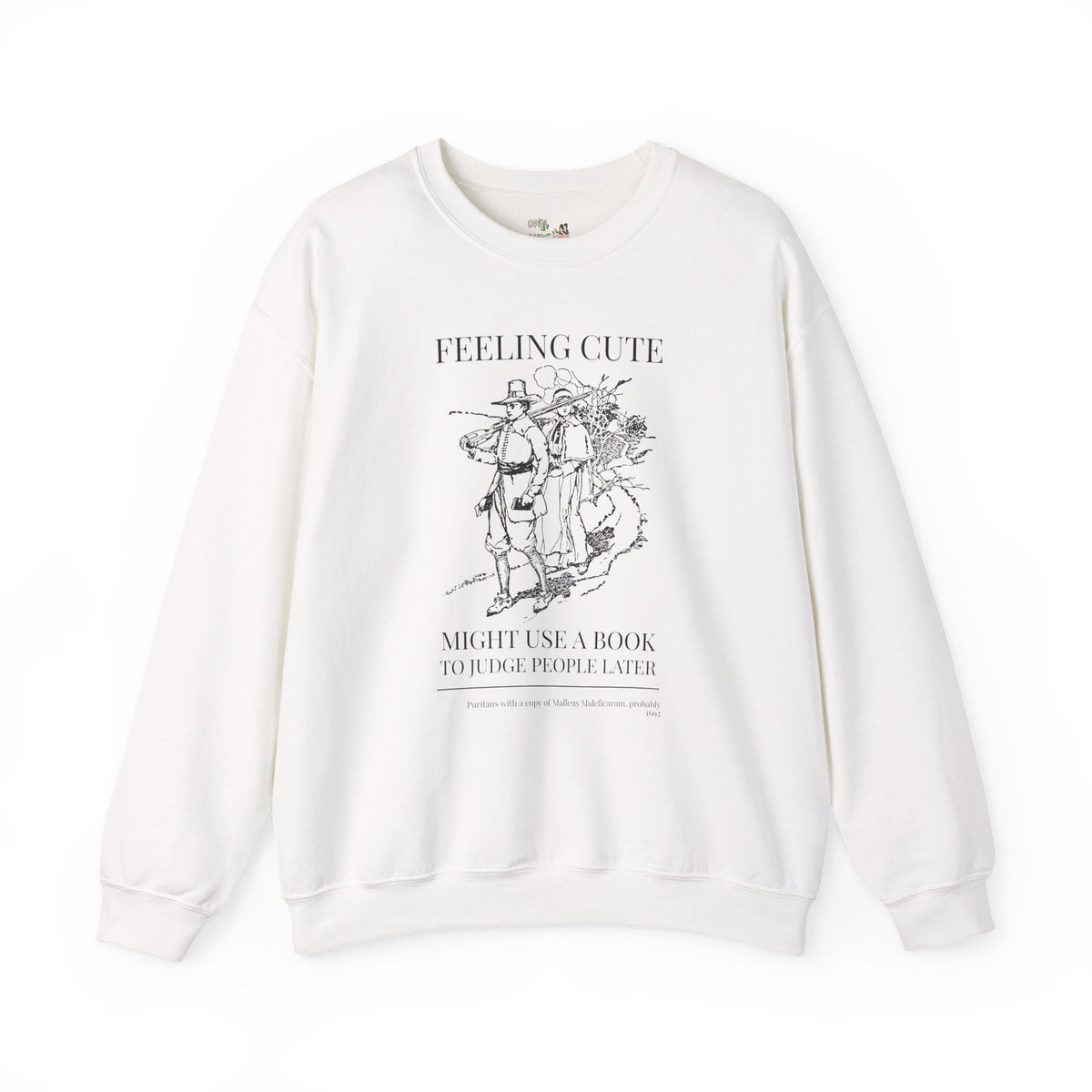 Feeling Cute, Might Use a Book to Judge People Later, Salem Witch Trial History, Malleus Maleficarum Bookish Sweatshirt for Spooky Season