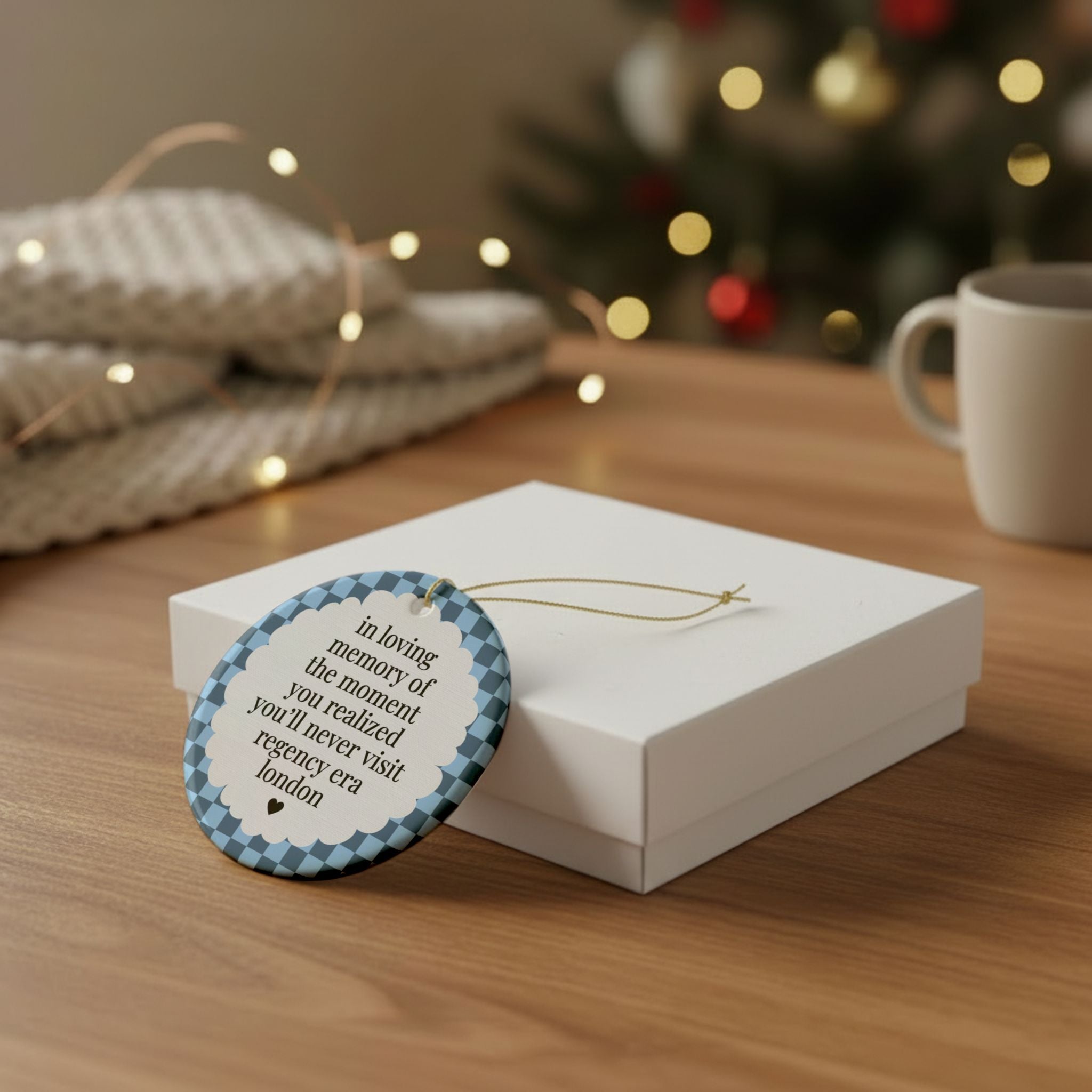 Regency Romance Reader Gift for Historical Romance Bookworm, Funny Bookish Christmas Ornament for Librarian or Jane Austen Reader